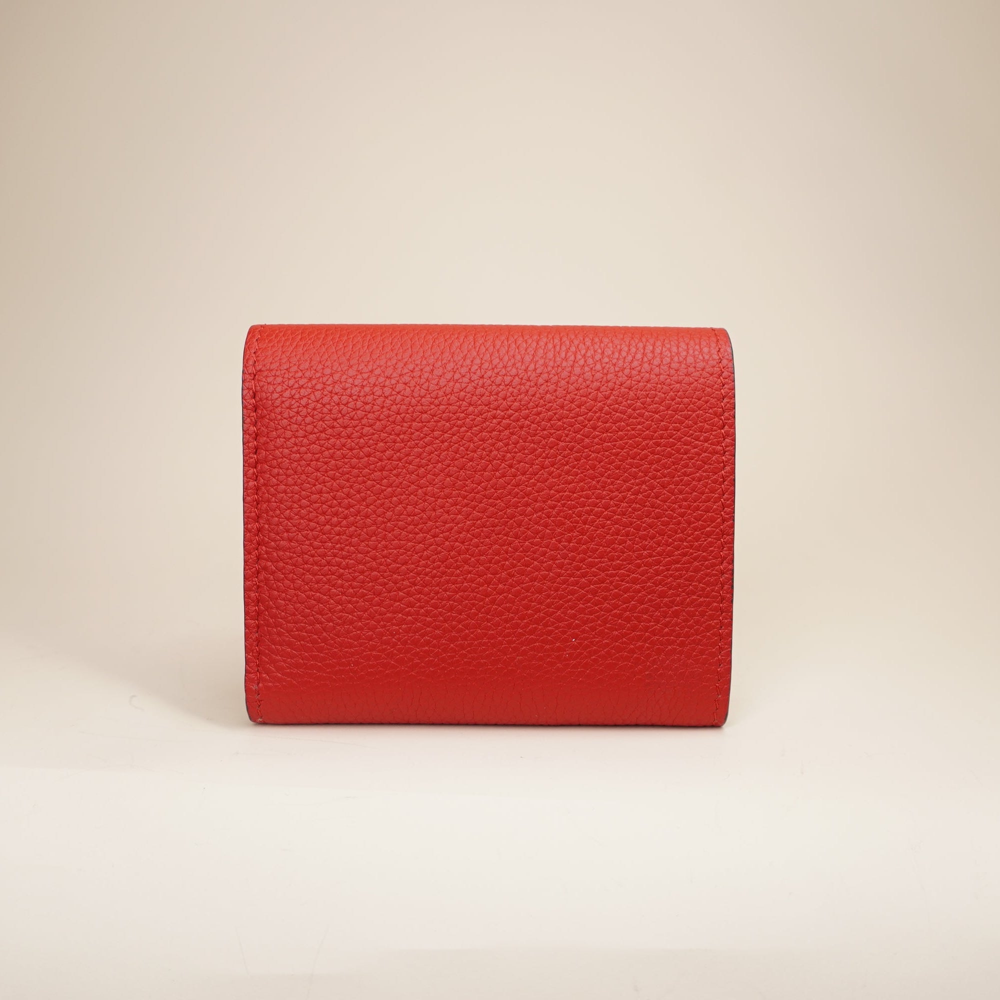 PRE-OWNED LV Red Canvas Double V Short Wallet