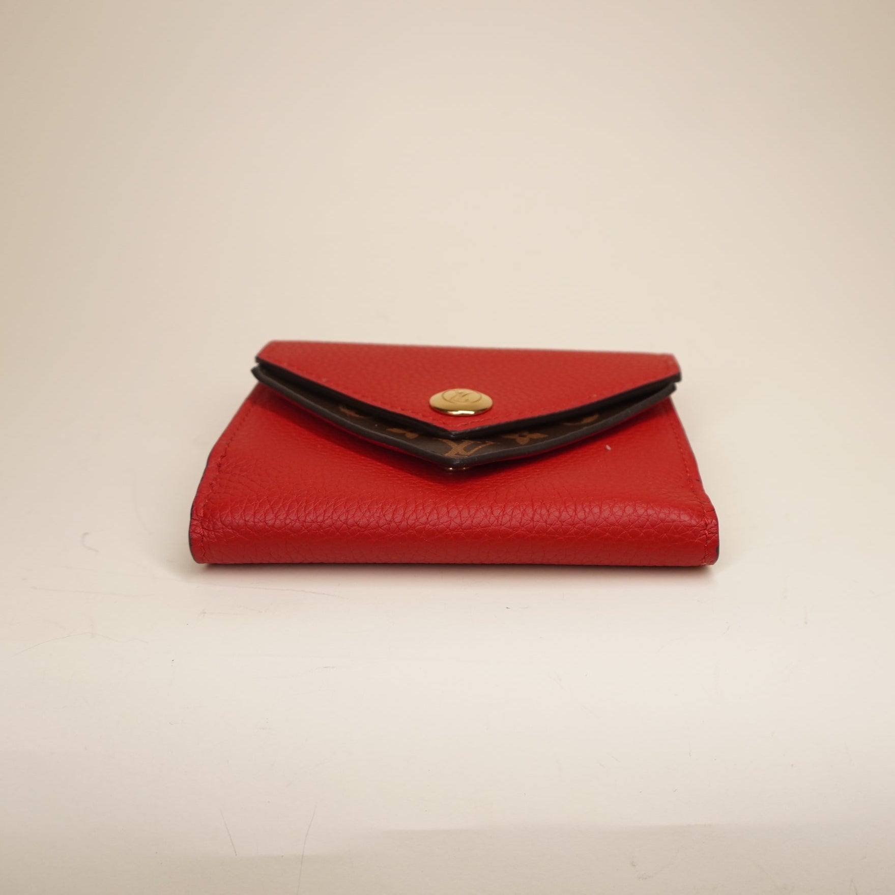 PRE-OWNED LV Red Canvas Double V Short Wallet