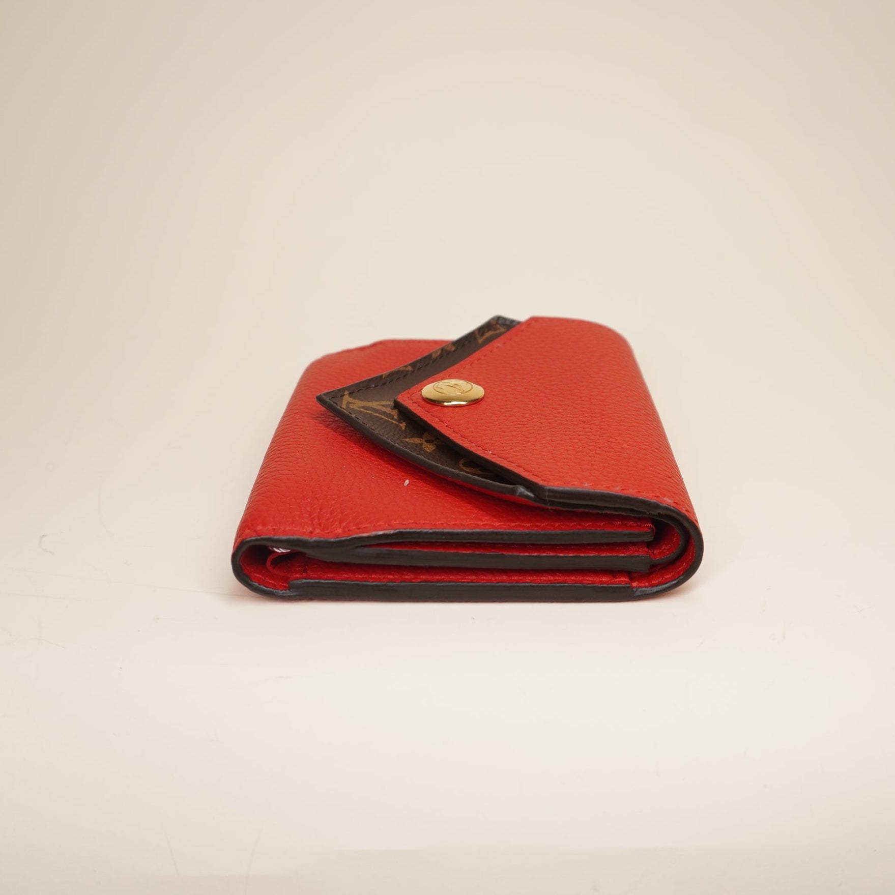 PRE-OWNED LV Red Canvas Double V Short Wallet