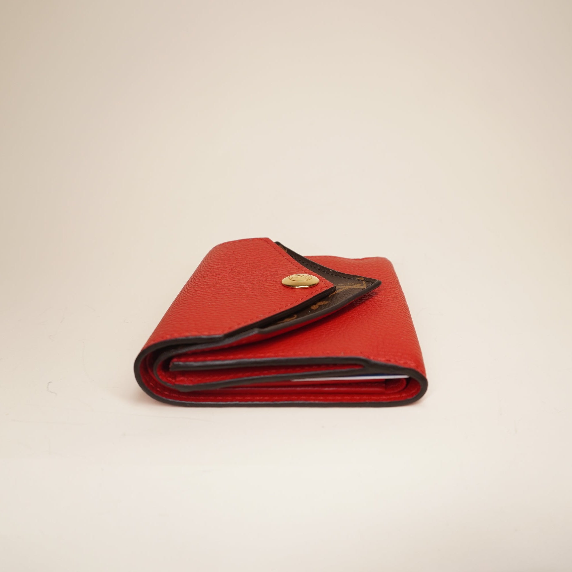 PRE-OWNED LV Red Canvas Double V Short Wallet