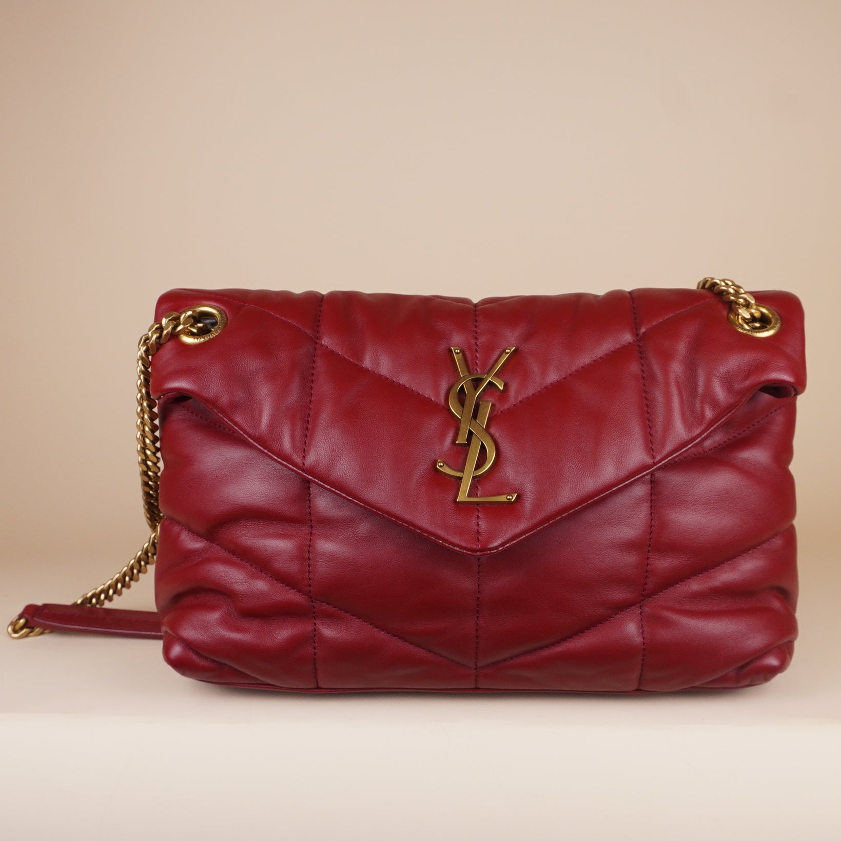 PRE-OWNED Red Loulou Puffer Medium Shoulder Bag