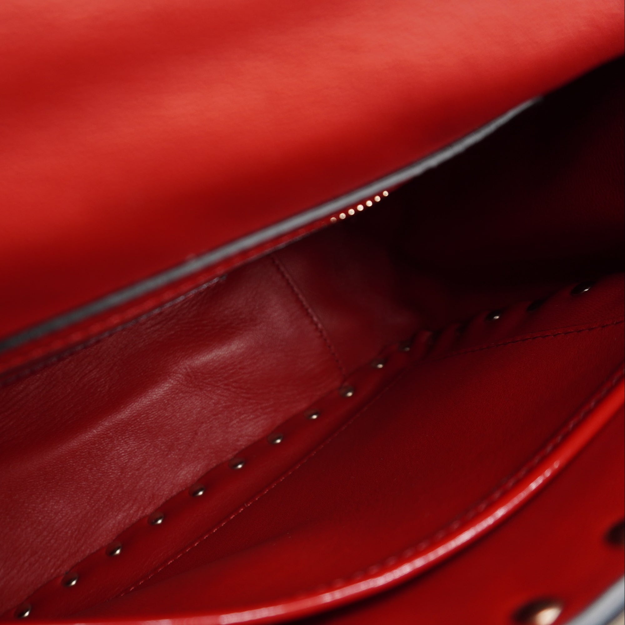 PRE-OWNED Rockstud Spike Flap Bag Quilted Patent Medium Shoulder Bag