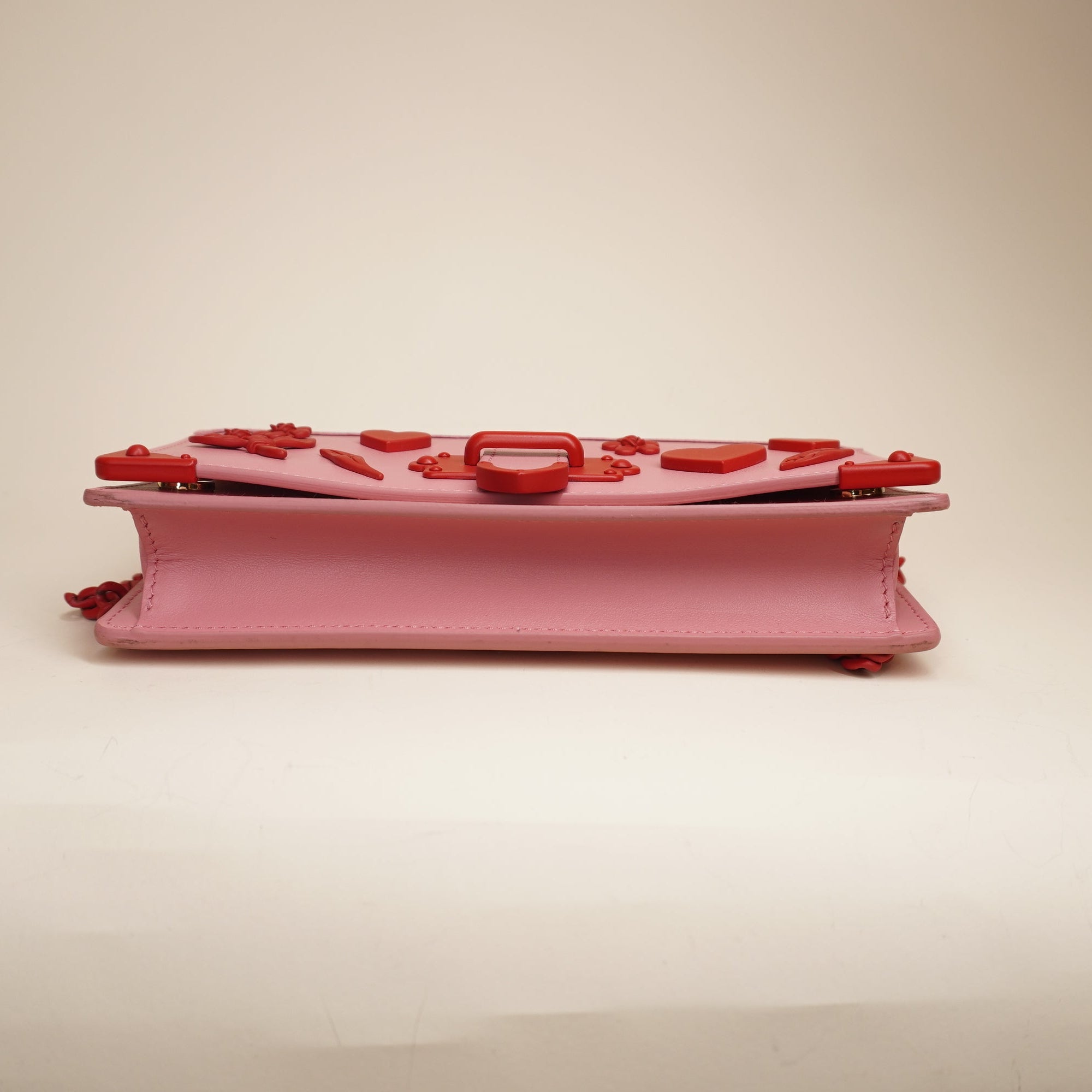 PRE-OWNED Prada City+ Saffiano L Cahier WOC Shoulder Bag Pink Red