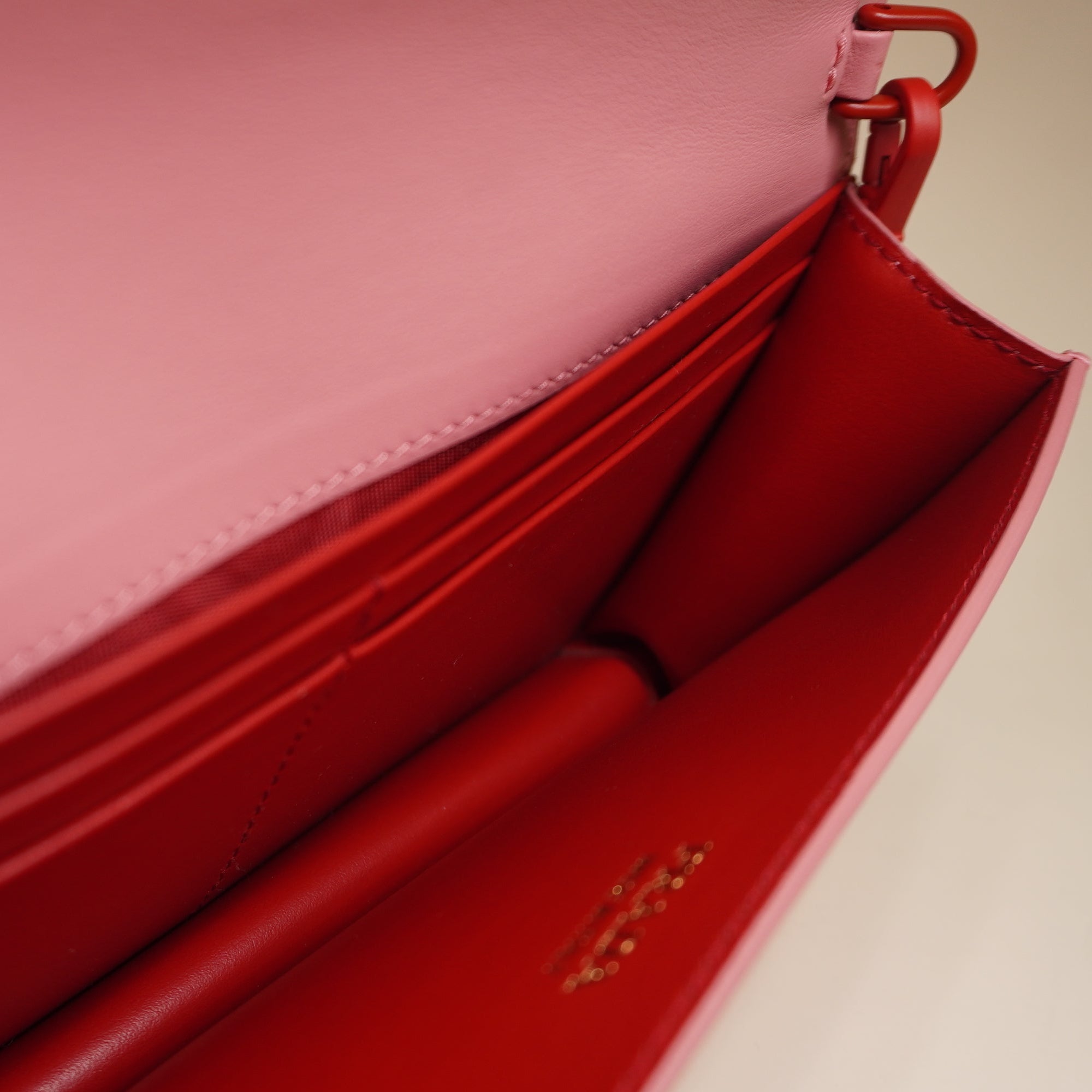 PRE-OWNED Prada City+ Saffiano L Cahier WOC Shoulder Bag Pink Red