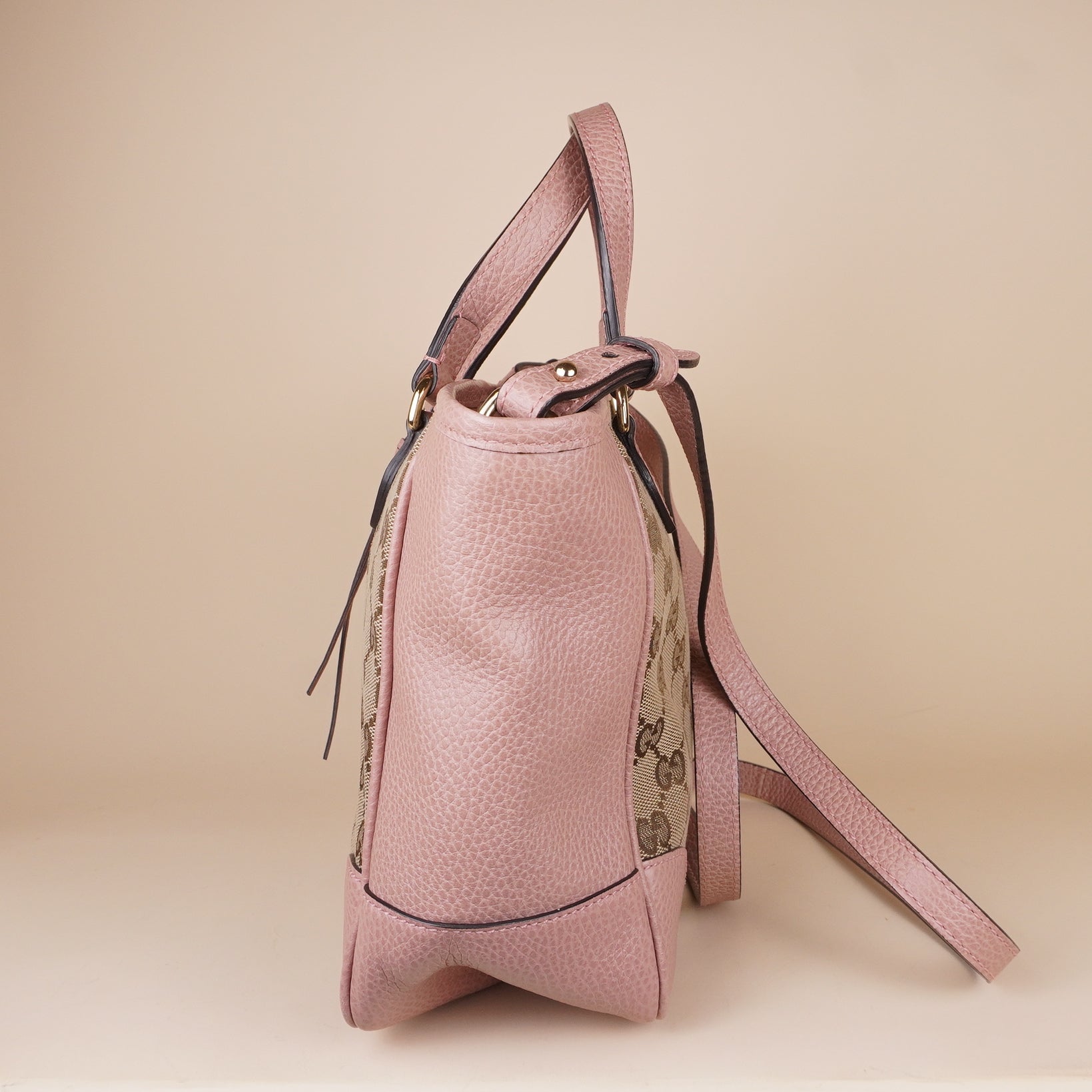 PRE-OWNED GG Soft Pink Monogram Small Bree Tote Shoulder Bag