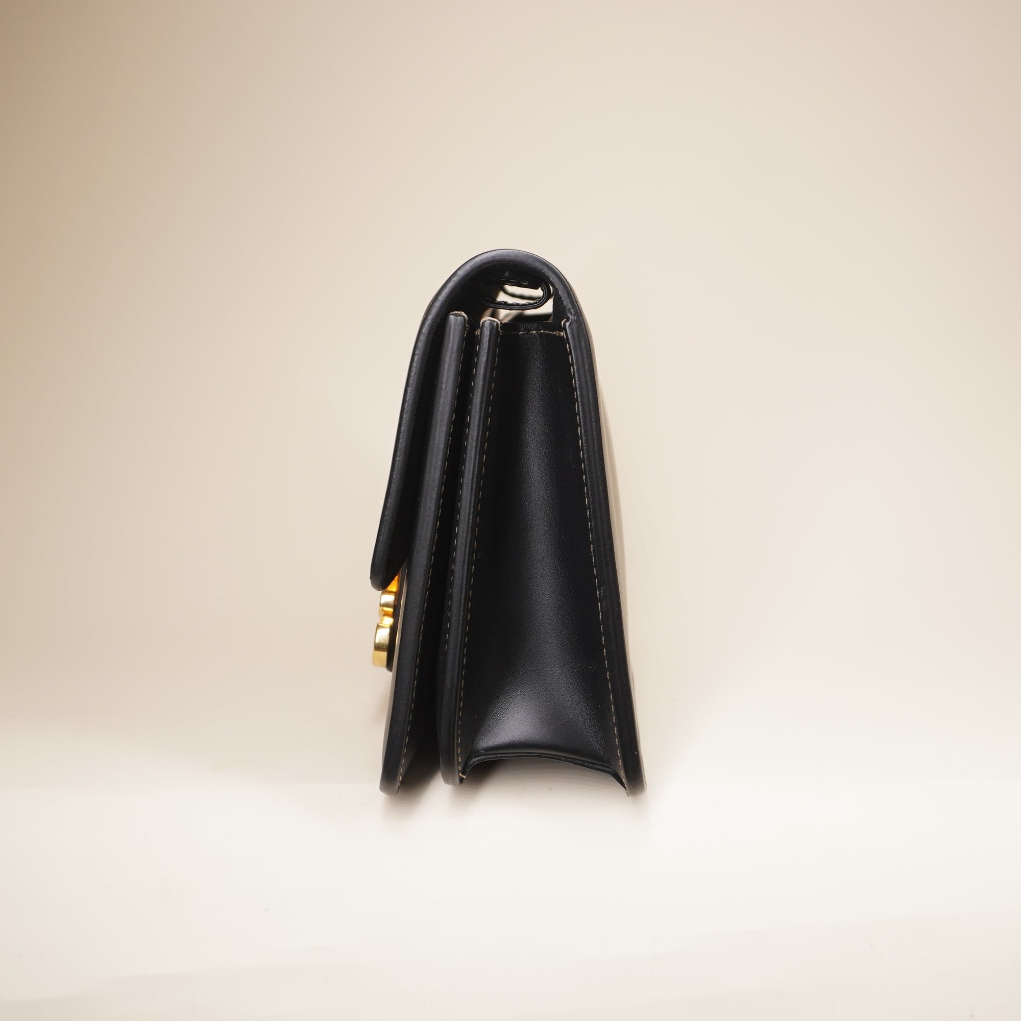 PRE-OWNED Black Leather Karligraphy Small Shoulder Bag