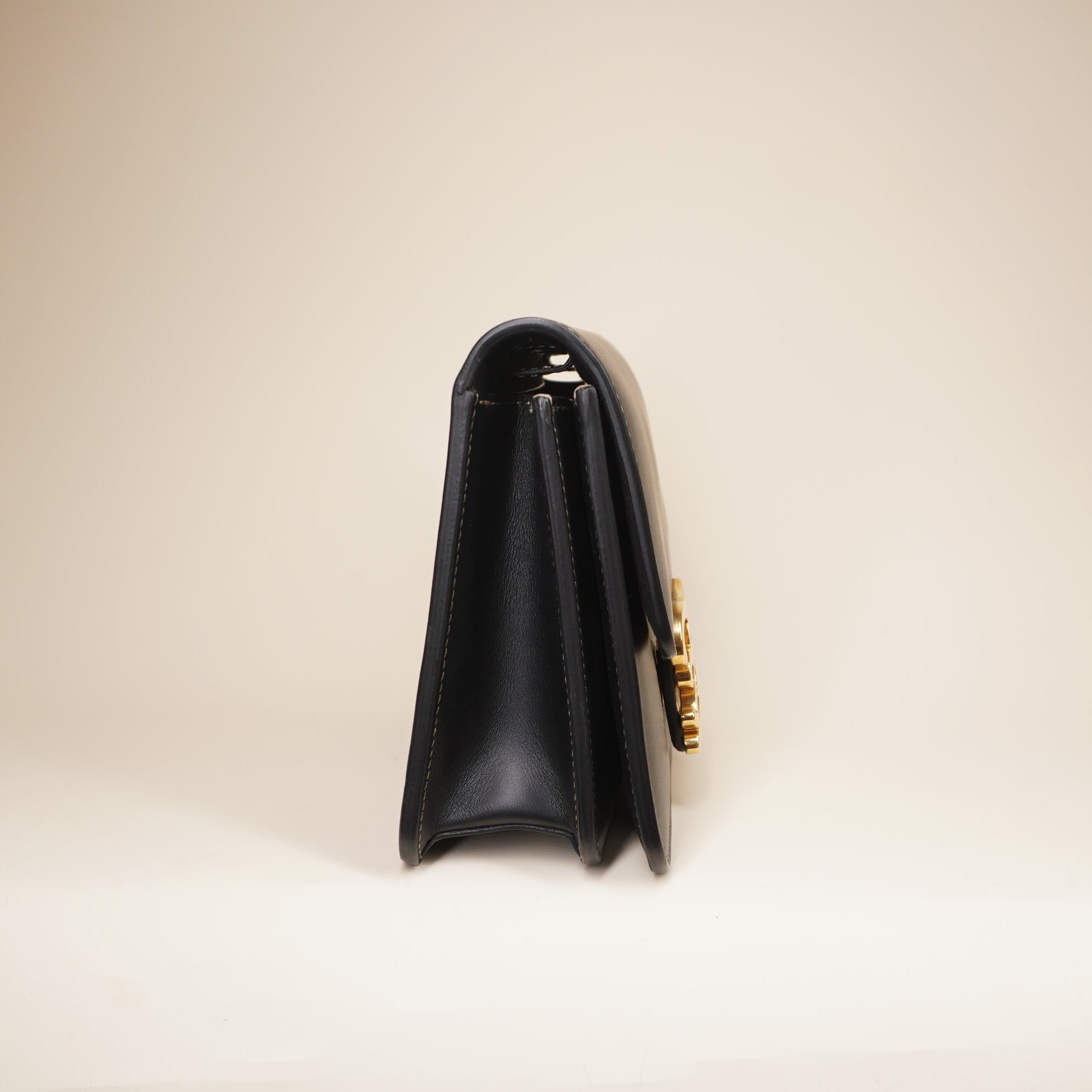 PRE-OWNED Black Leather Karligraphy Small Shoulder Bag