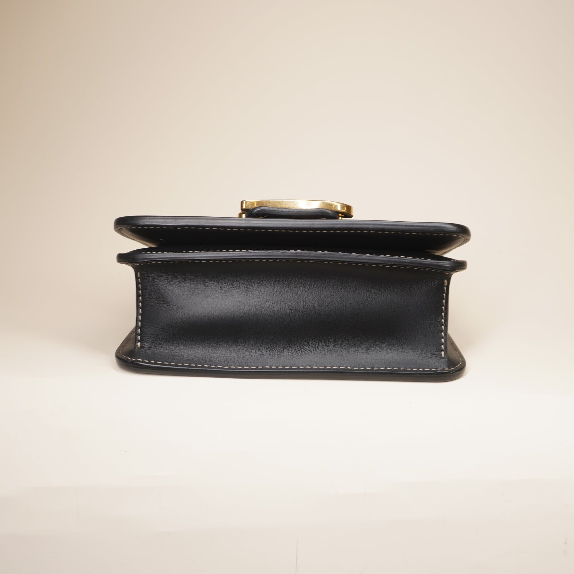 PRE-OWNED Black Leather Karligraphy Small Shoulder Bag