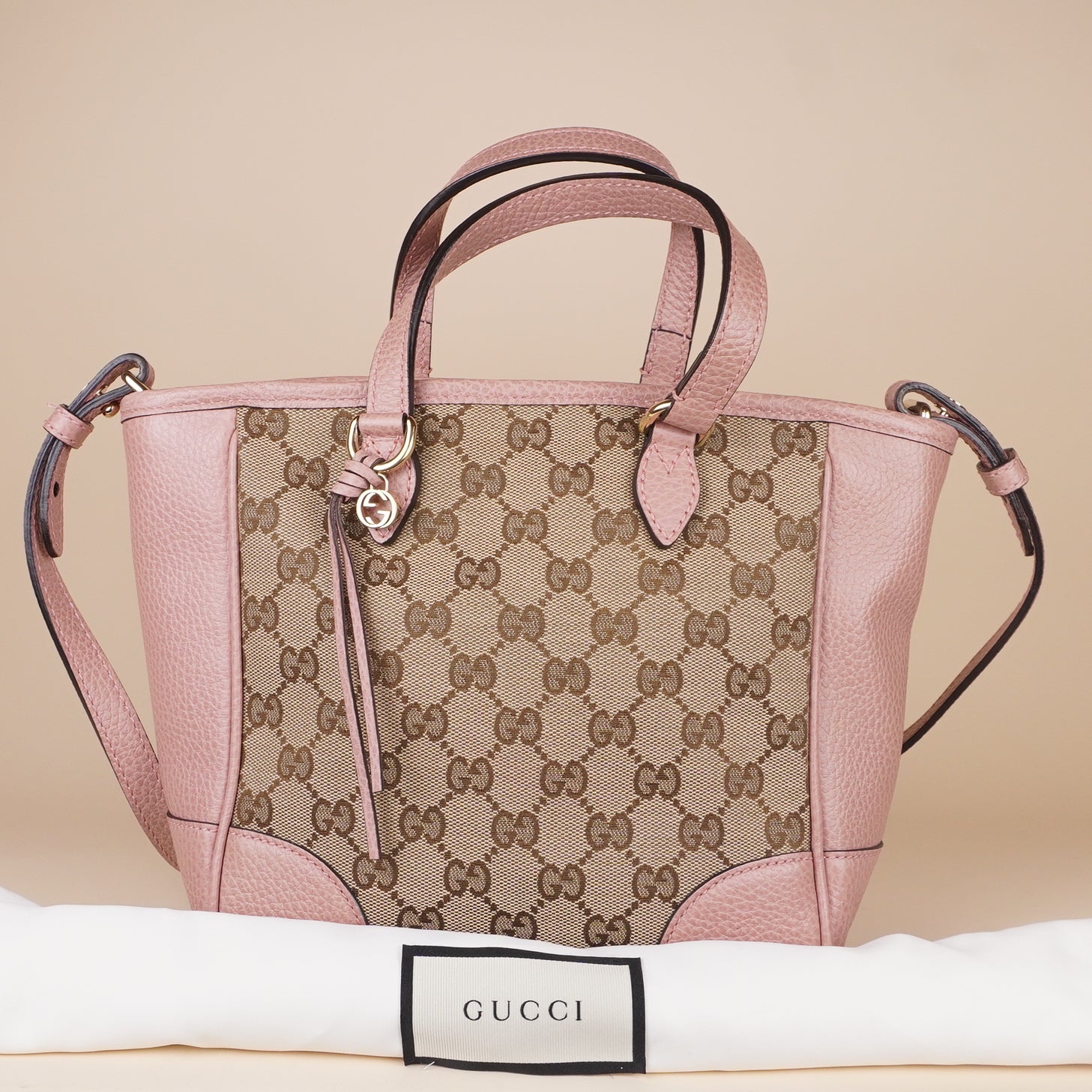 PRE-OWNED GG Soft Pink Monogram Small Bree Tote Shoulder Bag