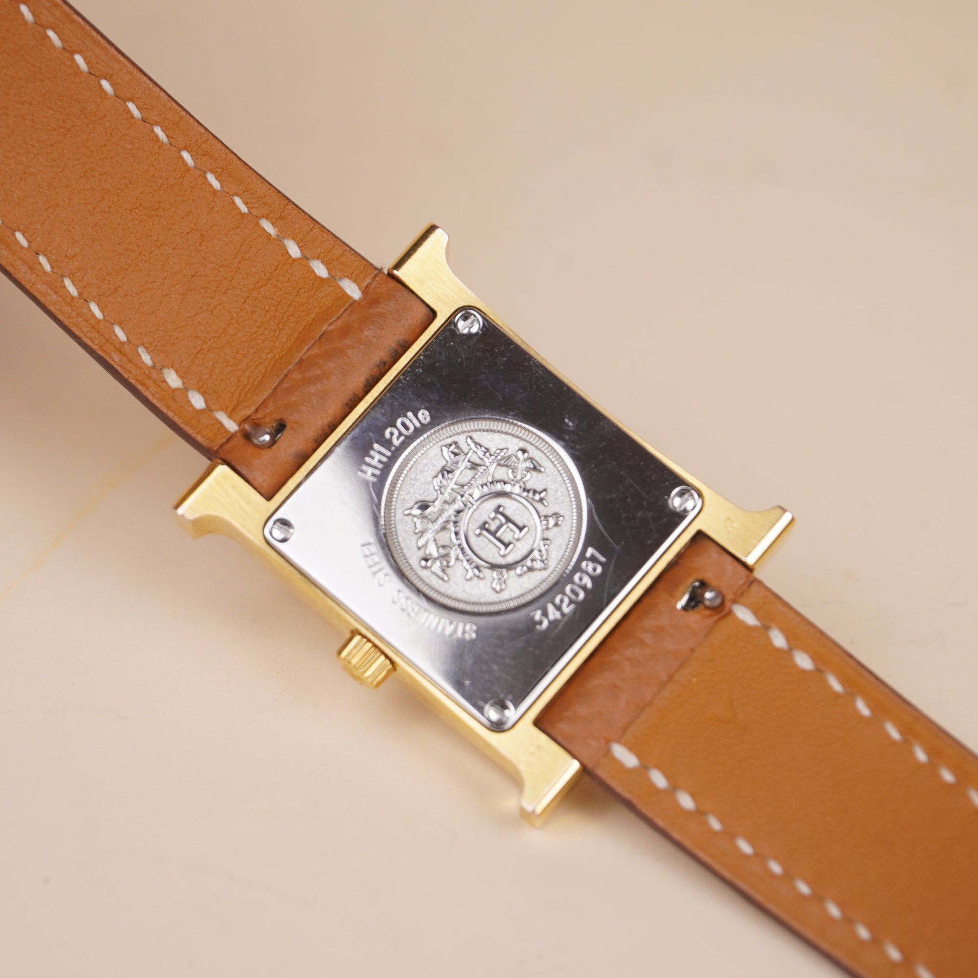 PRE-OWNED Stainless Steel Epsom 21mm Heure H Hour Quartz Watch Gold