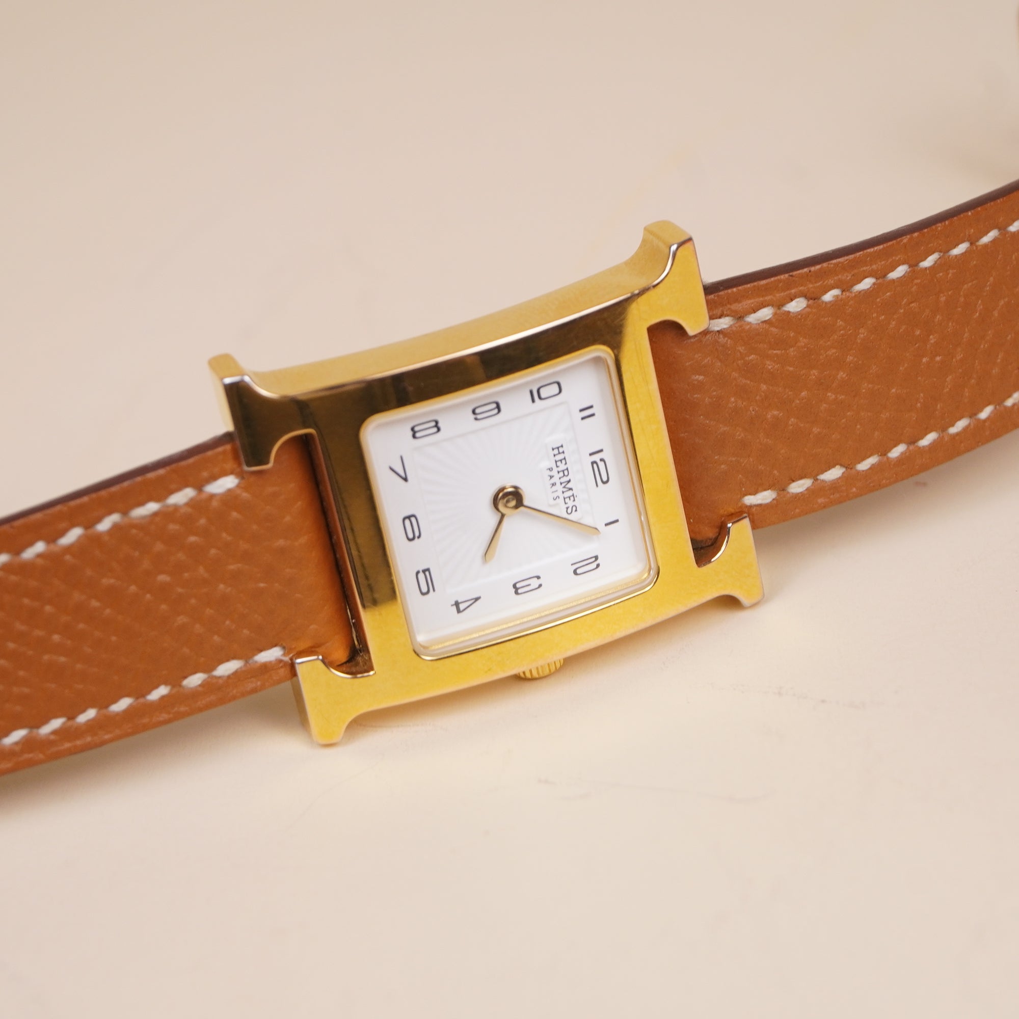 PRE-OWNED Stainless Steel Epsom 21mm Heure H Hour Quartz Watch Gold