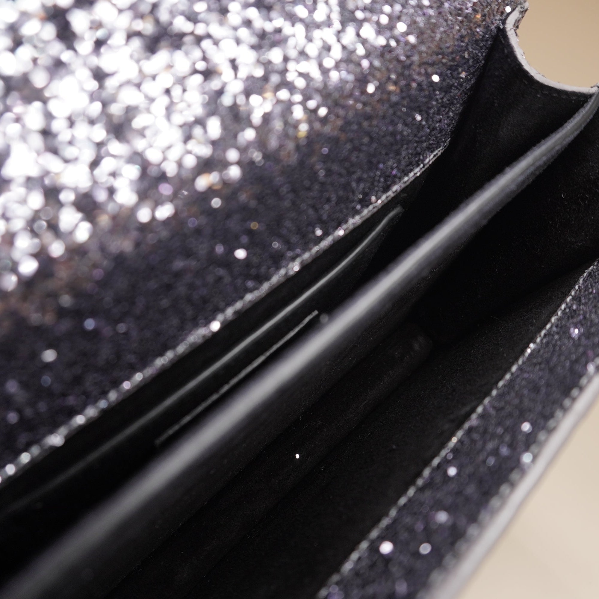 PRE-OWNED YSL Glitter Silver Small Sunset Shoulder Bag