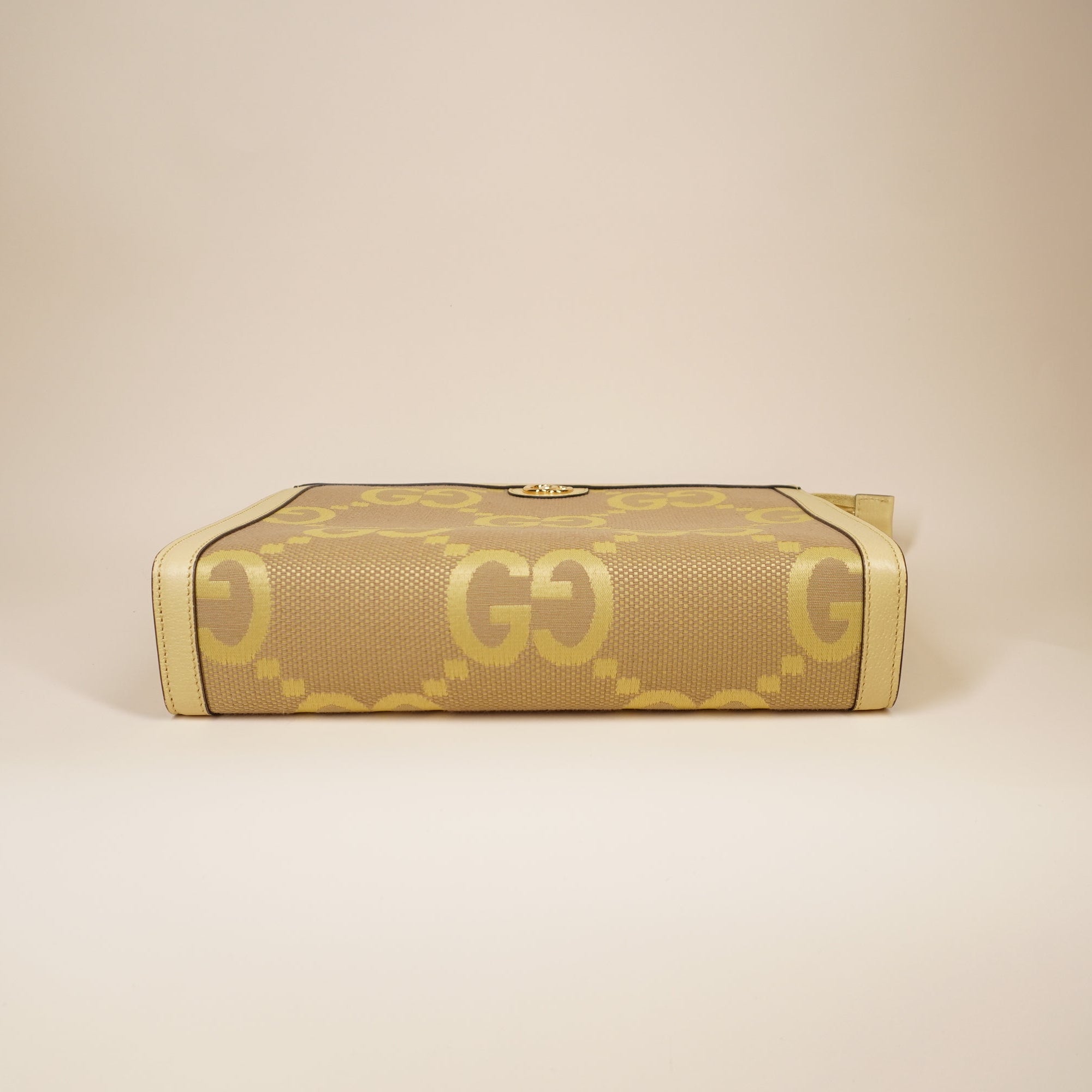 PRE-OWNED Ophidia Jumbo GG Pouch Yellow Canvas