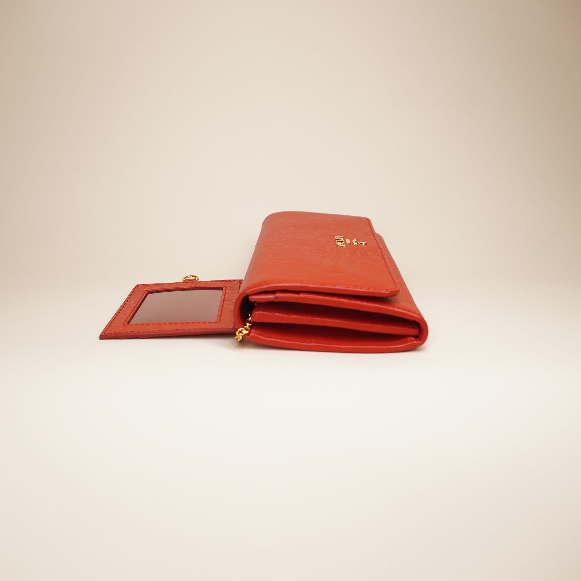 PRE-OWNED Prada Red Saffiano Leather Long Wallet