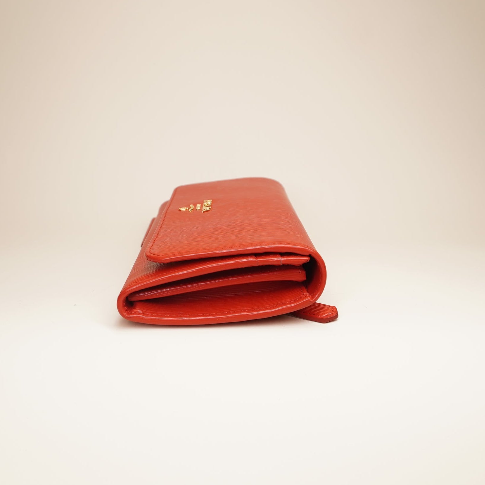 PRE-OWNED Prada Red Saffiano Leather Long Wallet