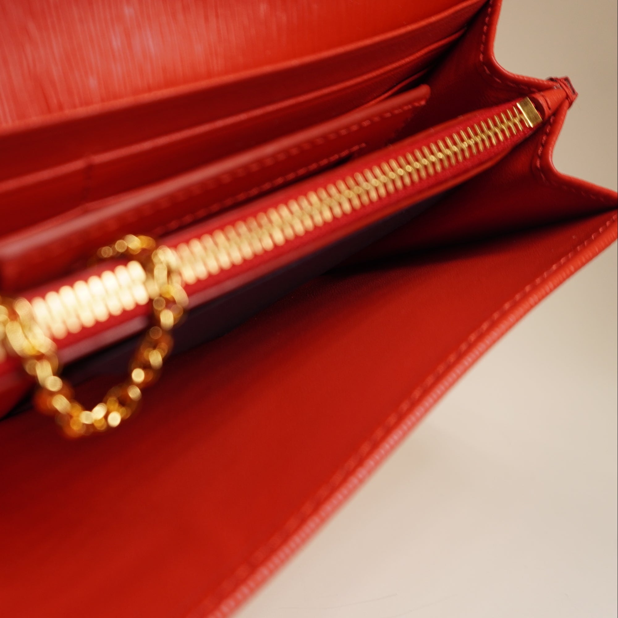 PRE-OWNED Prada Red Saffiano Leather Long Wallet