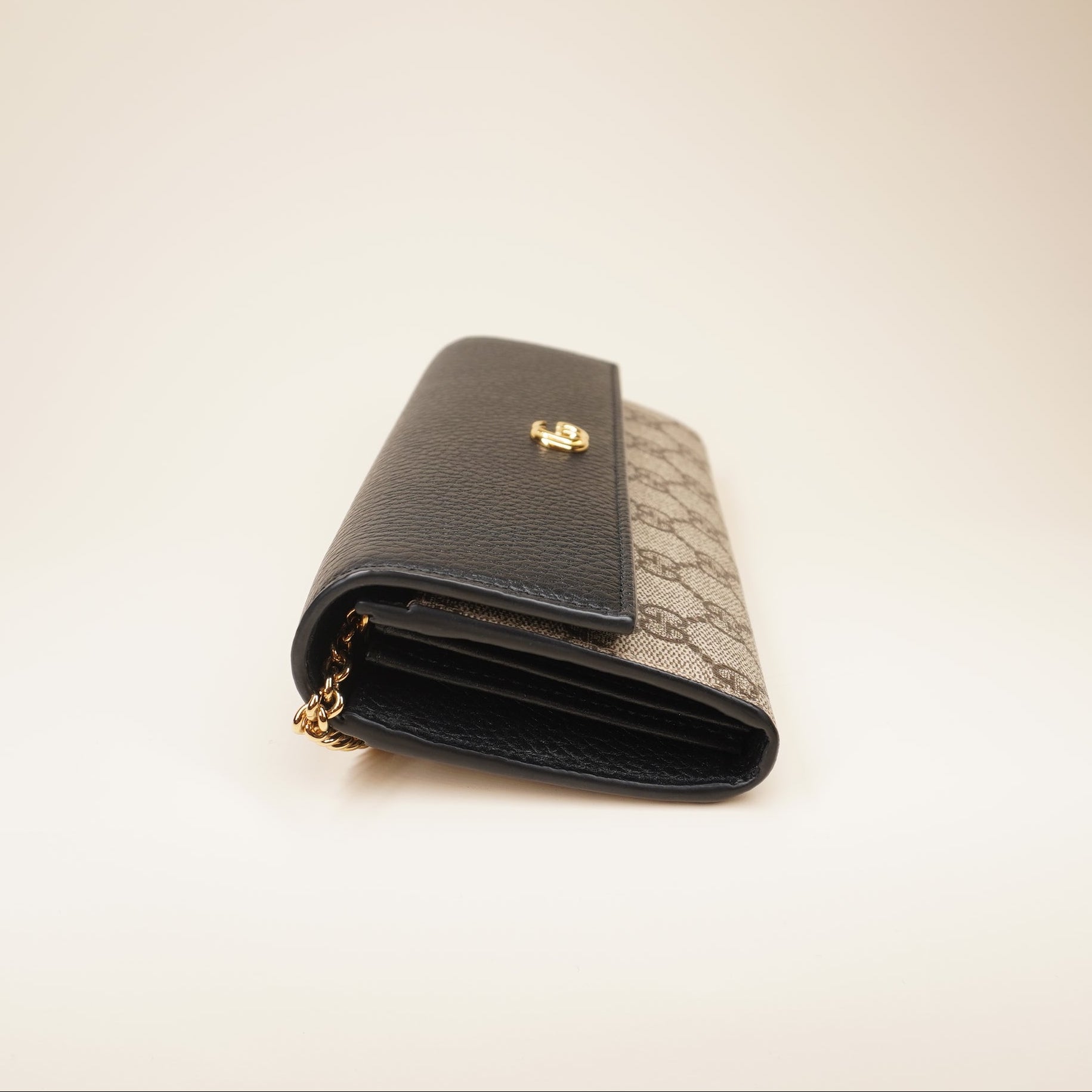 PRE-OWNED Dollar Calfskin GG Supreme Monogram Petite GG Marmont WOC