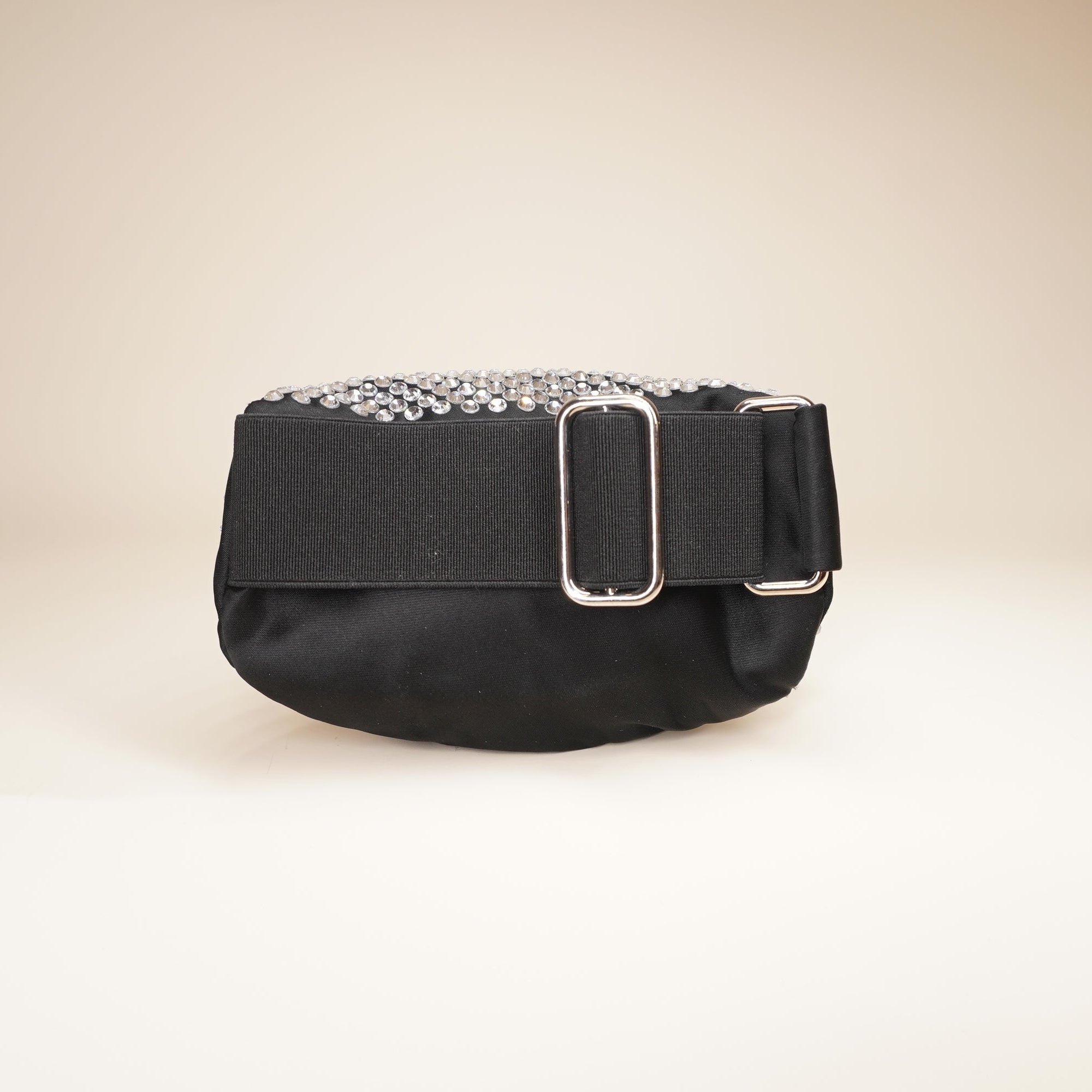PRE-OWNED Crystal-embellished Logo Belt Bag In Black