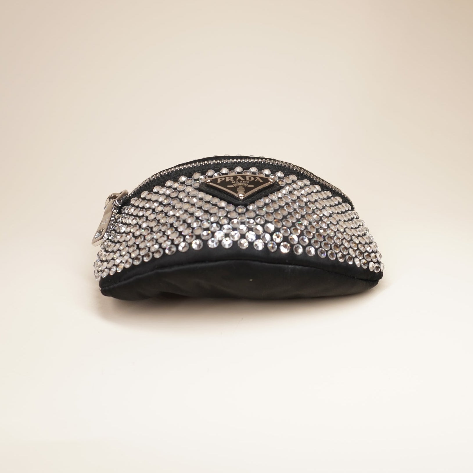 PRE-OWNED Crystal-embellished Logo Belt Bag In Black