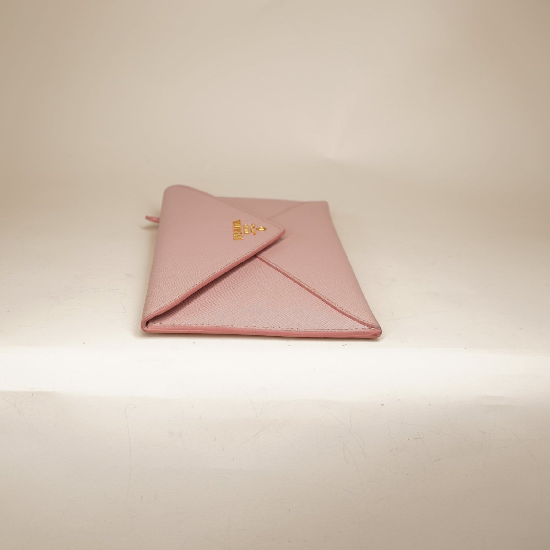 PRE-OWNED Saffiano Metal Envelope Wallet Pink