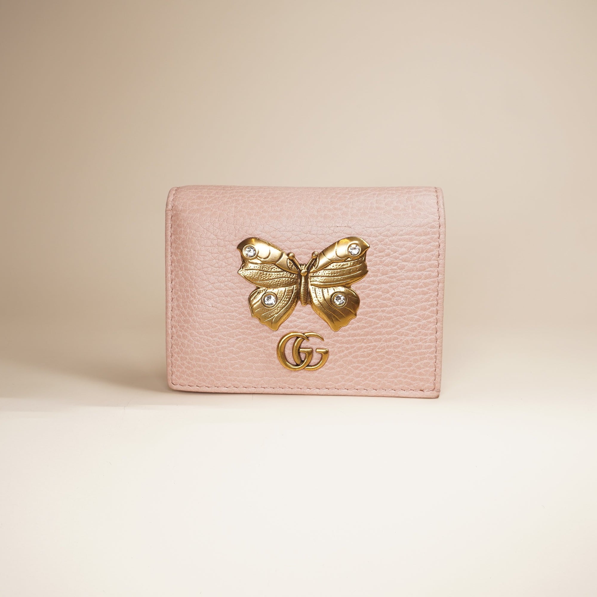 GG Pink Butterfly Card Case Wallet