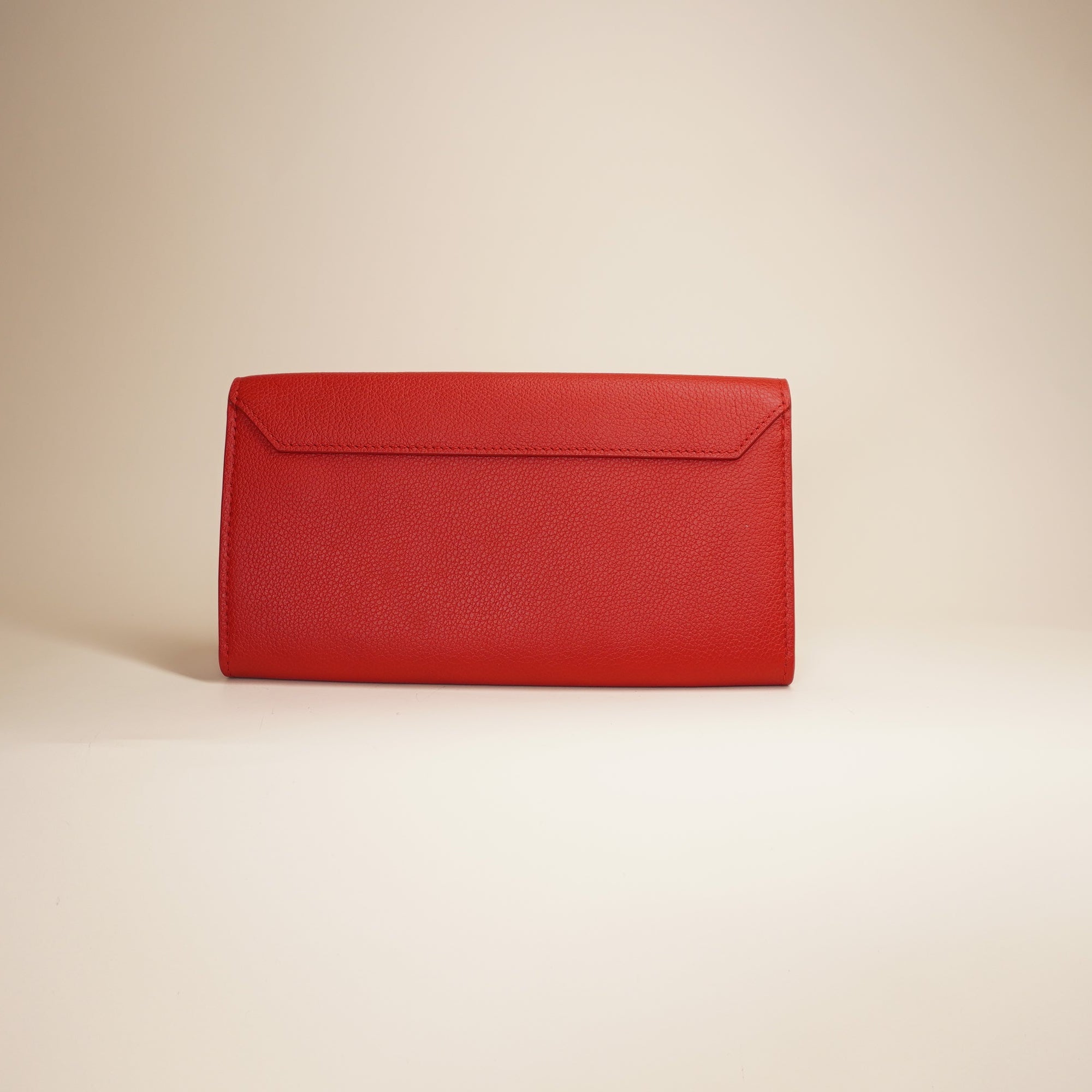 PRE-OWNED Lockme Calfskin Long Leather Wallet Red