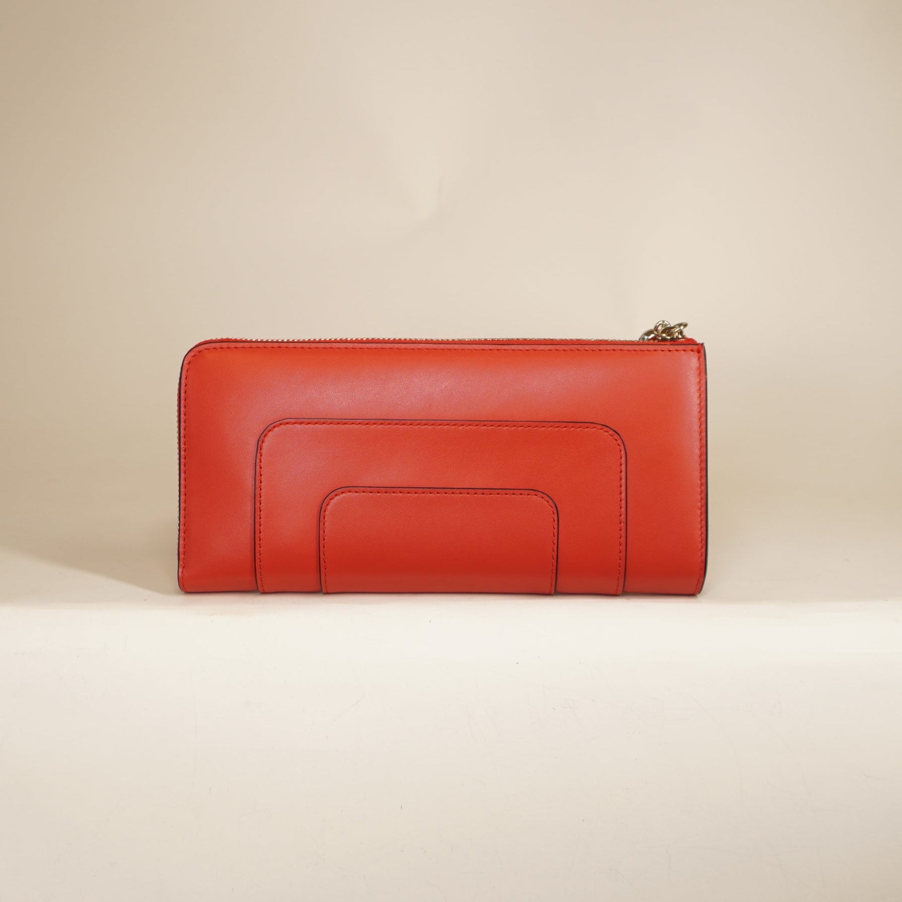 PRE-OWNED Red Serpenti Forever Zip Around Wallet Leather 