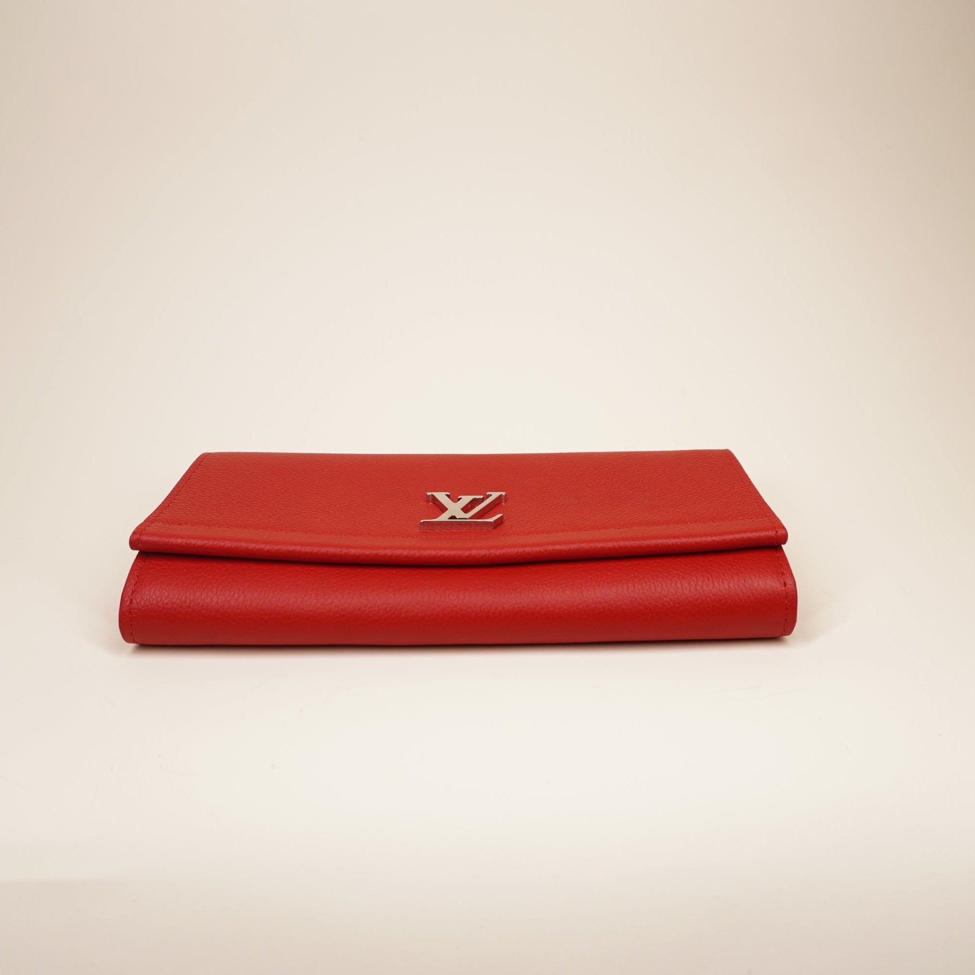 Lockme II Calfskin Long Leather Wallet Red