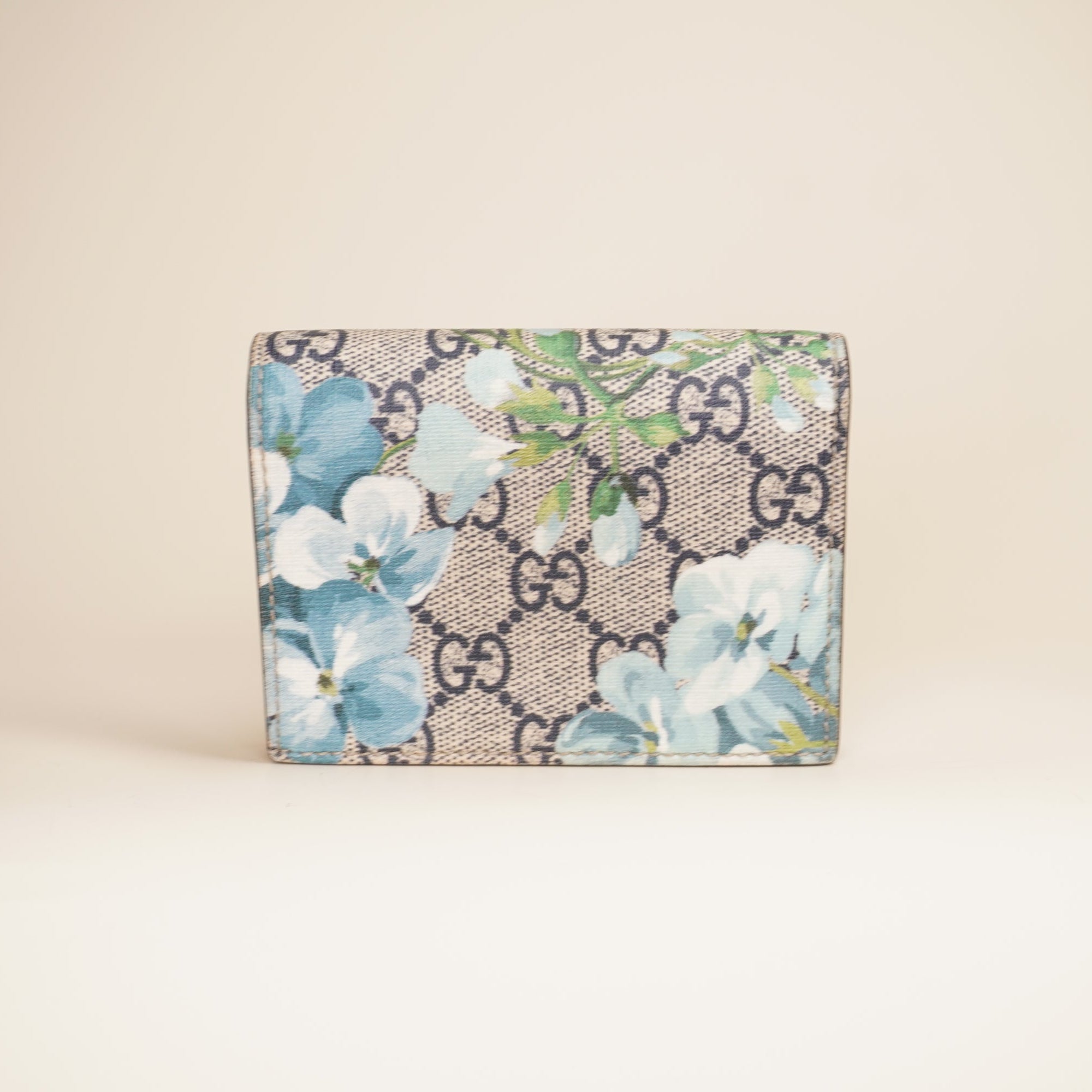 PRE-OWNED GG Blue Blooms Bifold Wallet