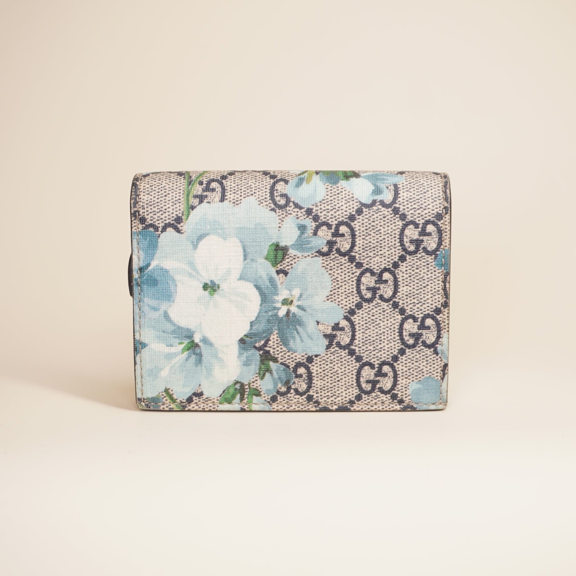 PRE-OWNED GG Blue Blooms Bifold Wallet