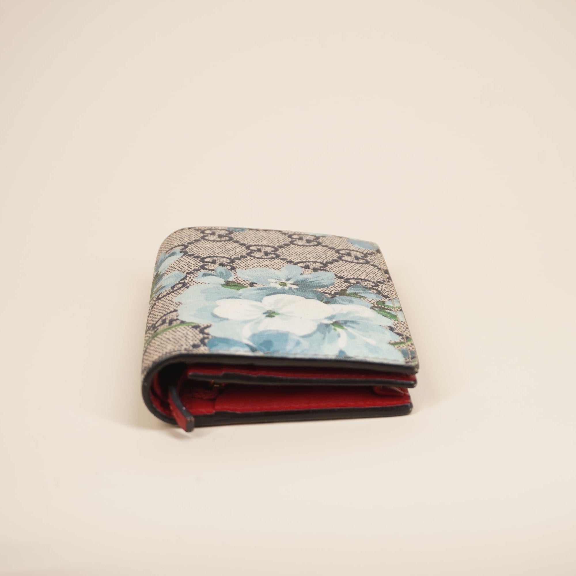 PRE-OWNED GG Blue Blooms Bifold Wallet