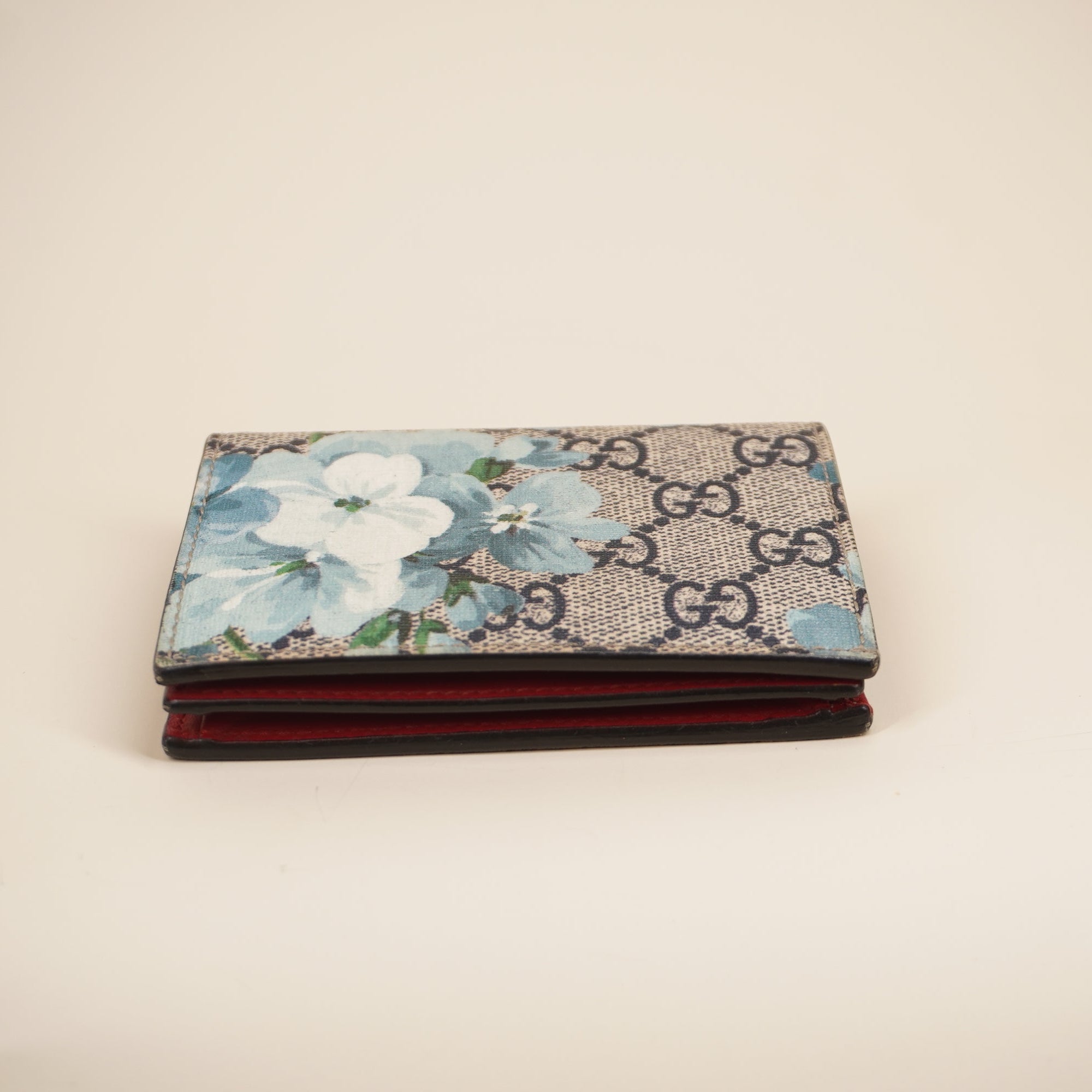 PRE-OWNED GG Blue Blooms Bifold Wallet
