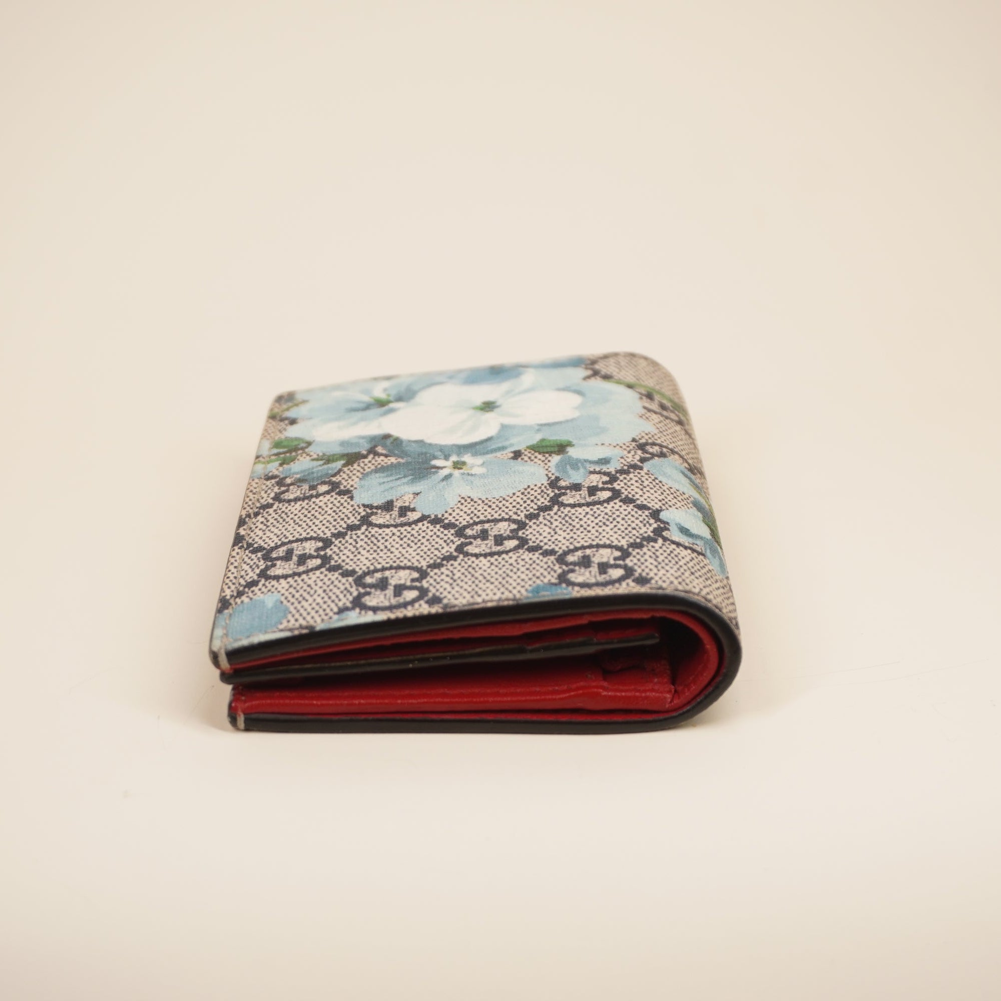PRE-OWNED GG Blue Blooms Bifold Wallet