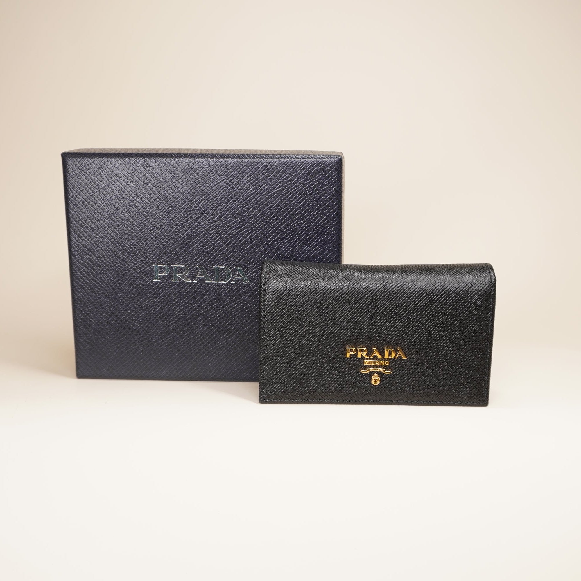 PRE-OWNED  Saffiano Leather Black Wallet 