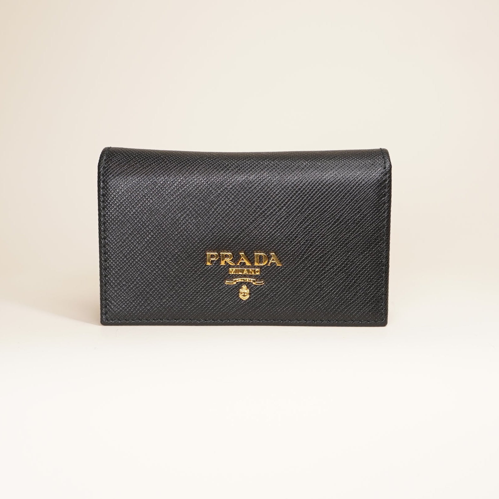 PRE-OWNED  Saffiano Leather Black Wallet 