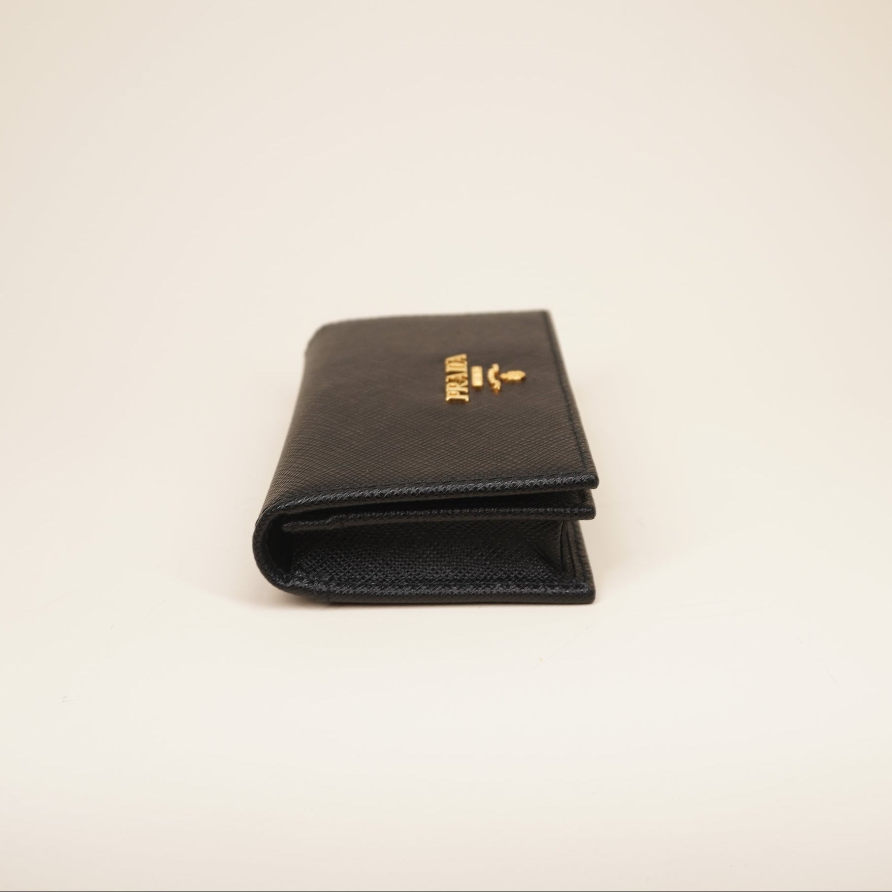 PRE-OWNED  Saffiano Leather Black Wallet 