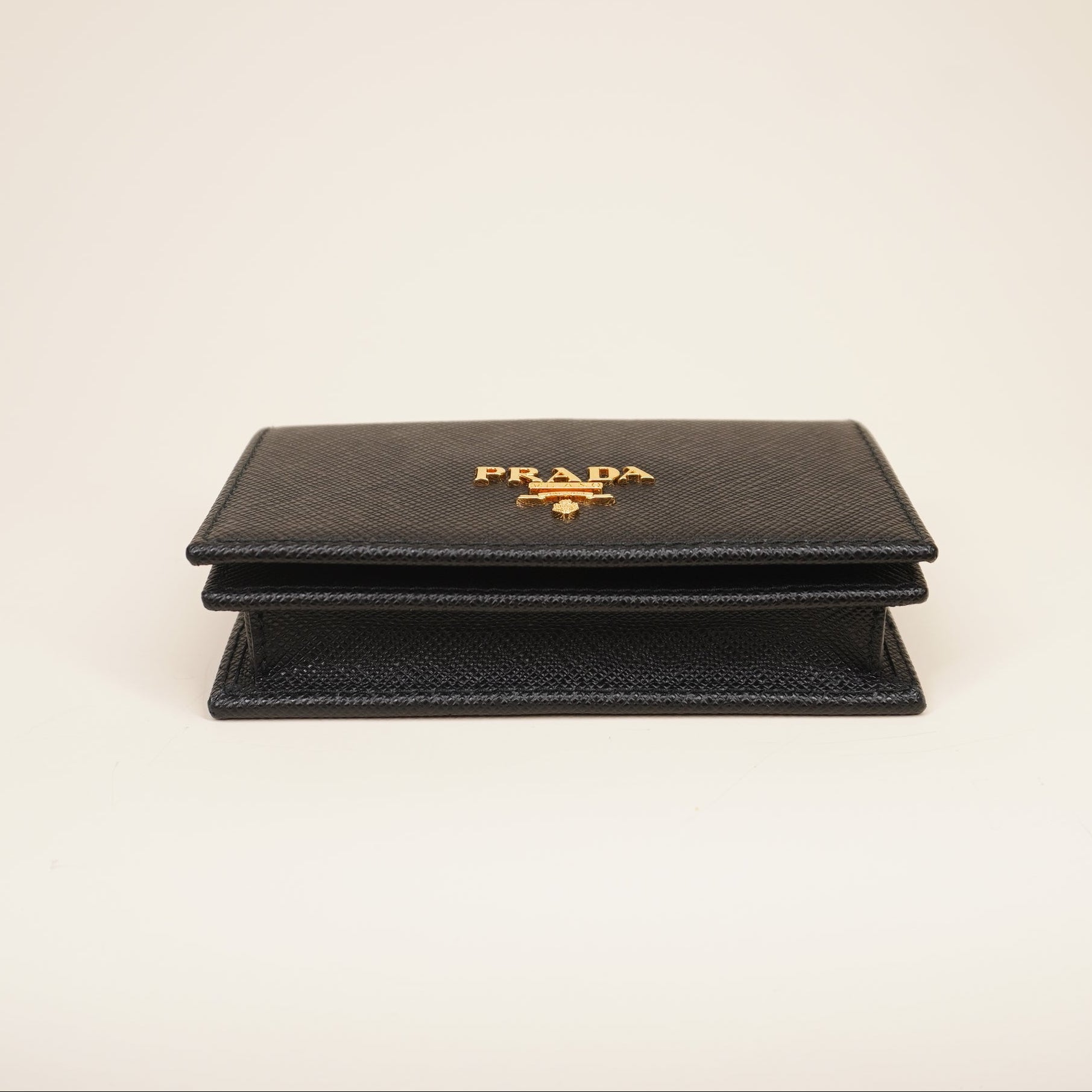 PRE-OWNED  Saffiano Leather Black Wallet 