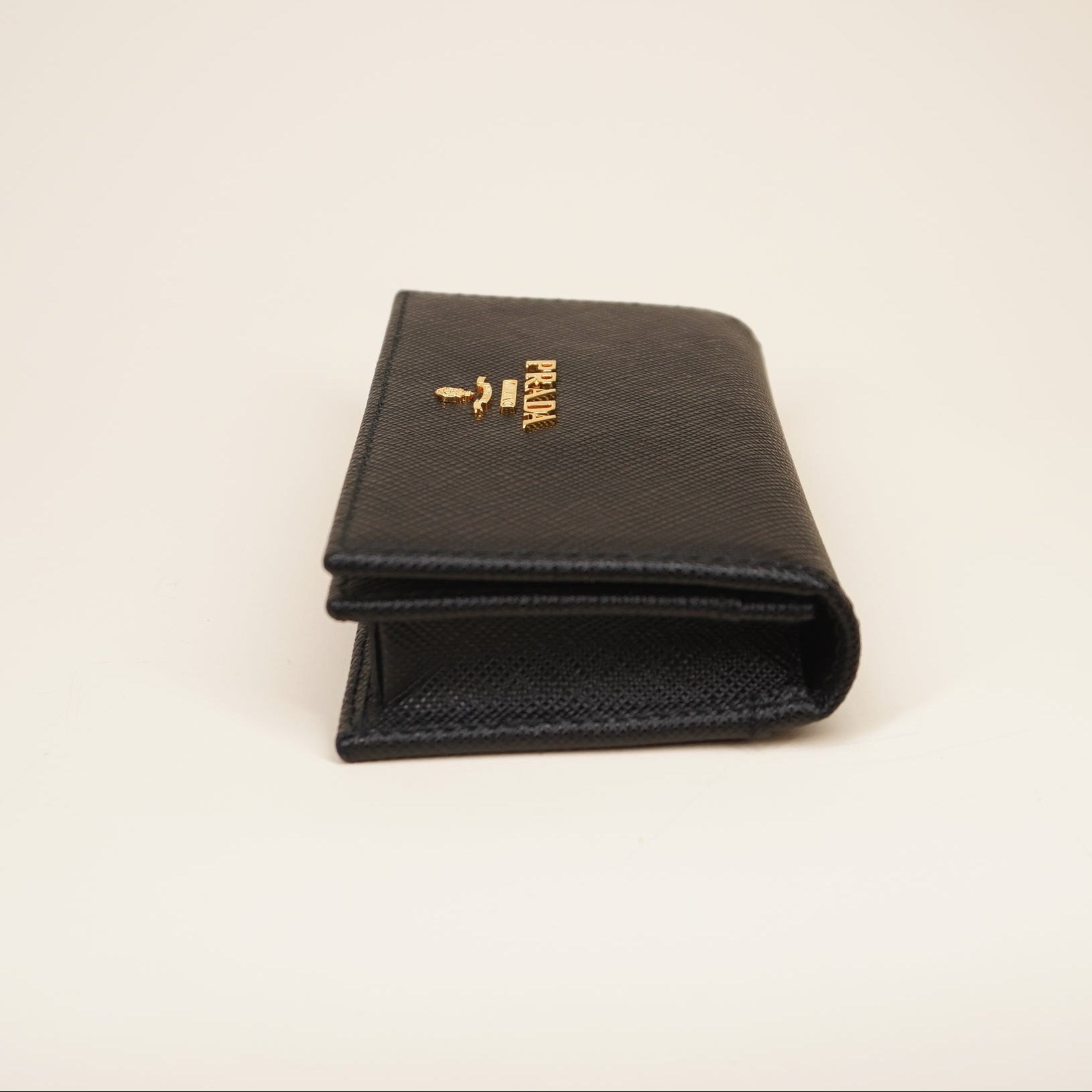 PRE-OWNED  Saffiano Leather Black Wallet 