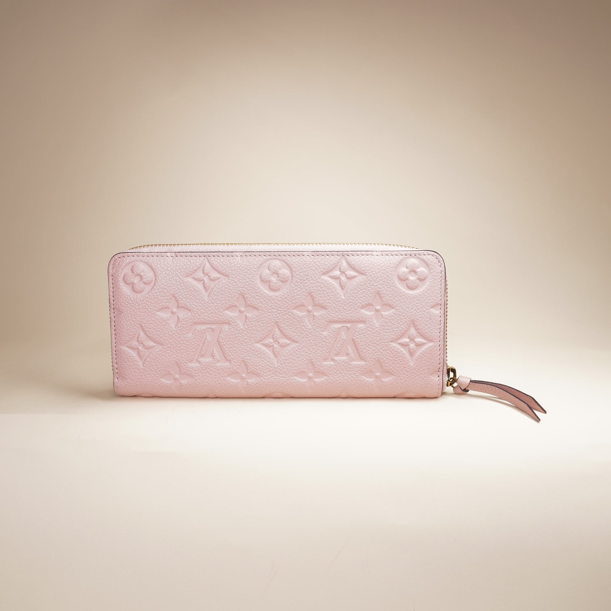 PRE-OWNED LV Rose Ballerine Monogram Empreinte Leather Clemence Wallet