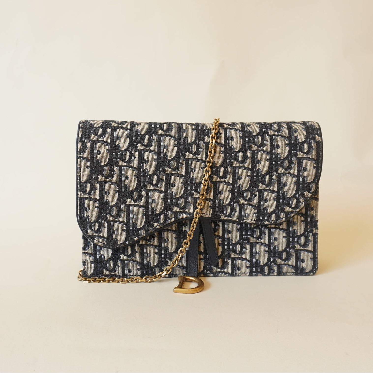 Cartera cruzada con cadena y diseño oblicuo de 2018, usada