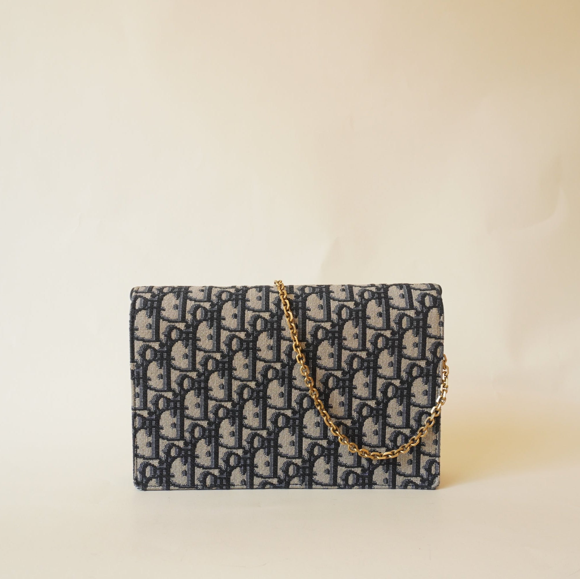 Cartera cruzada con cadena y diseño oblicuo de 2018, usada