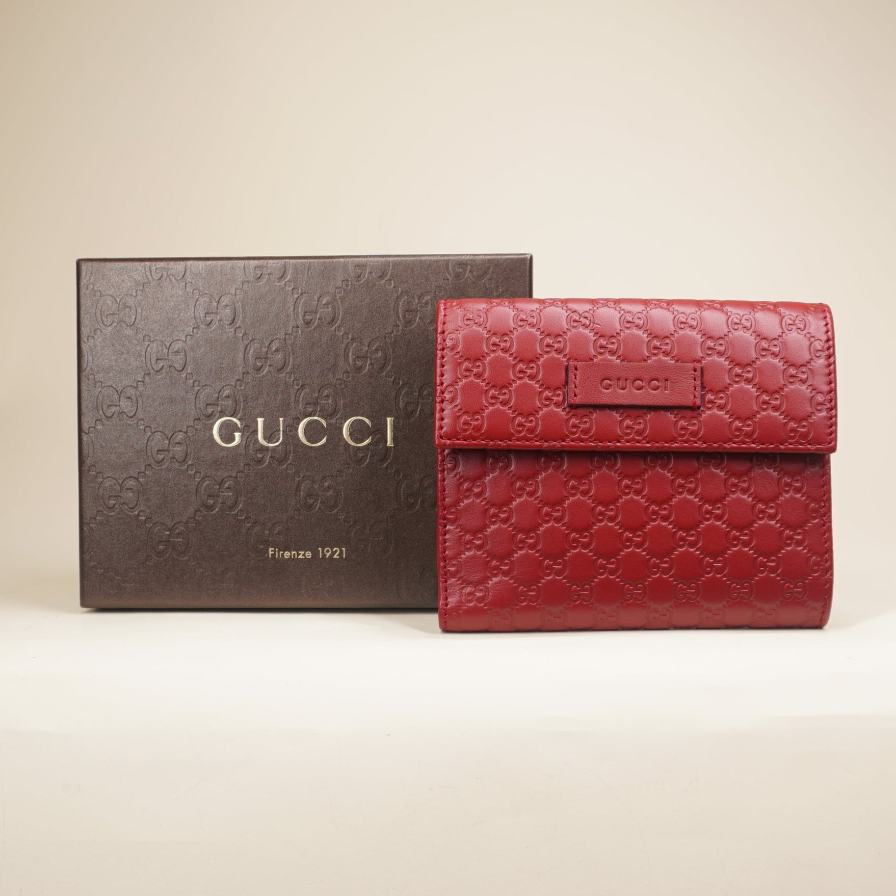 PRE-OWNED GG Red Microguccissima Bifold Wallet