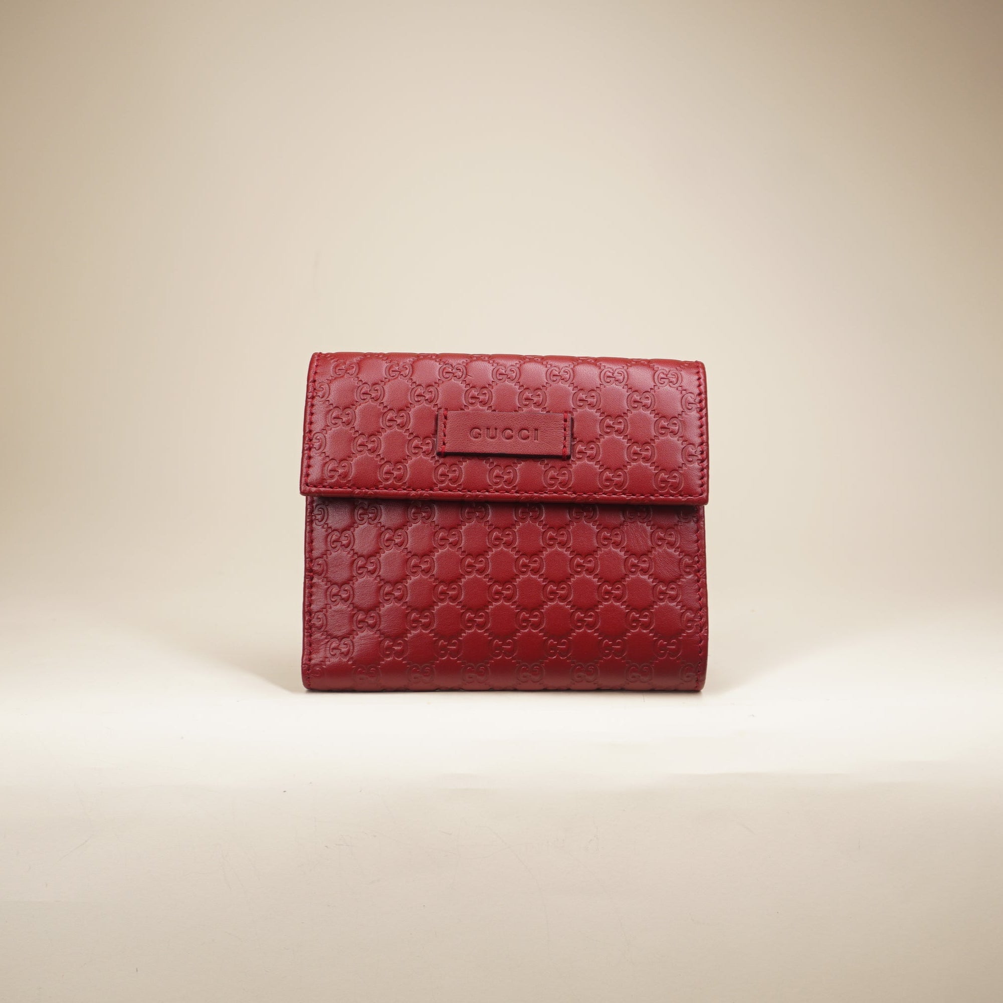 PRE-OWNED GG Red Microguccissima Bifold Wallet