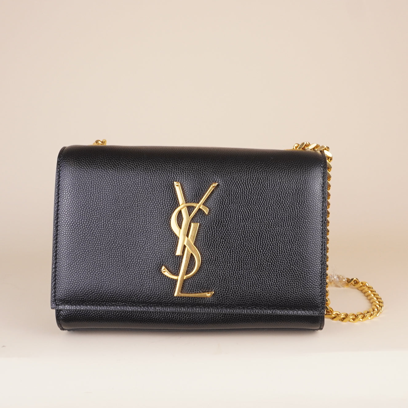 PRE-OWNED Black Kate Classic Monogram Grainy Leather Small Crossbody Bag