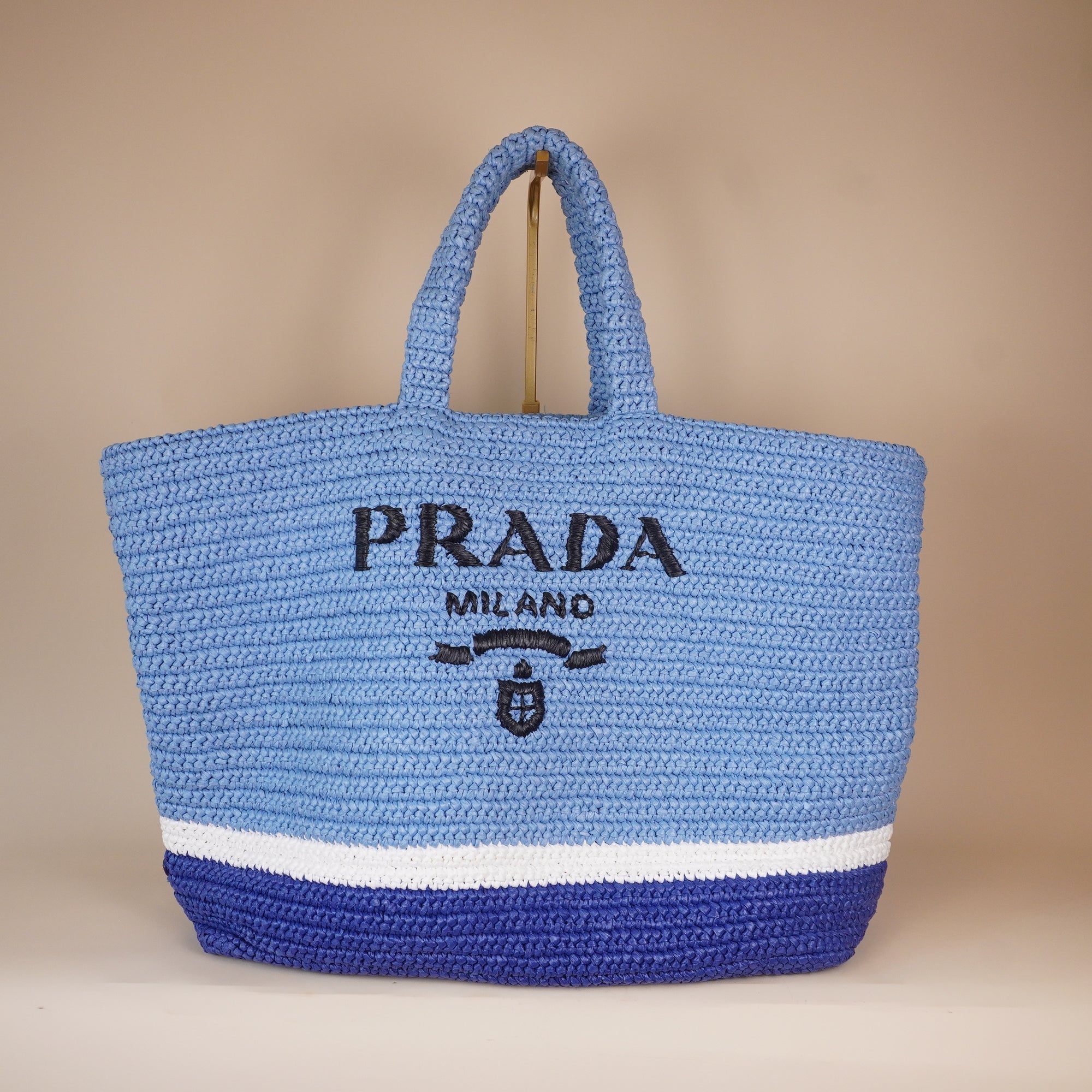 PRE-OWNED Duetone Blue Enameled Metal Triangle Tote Large