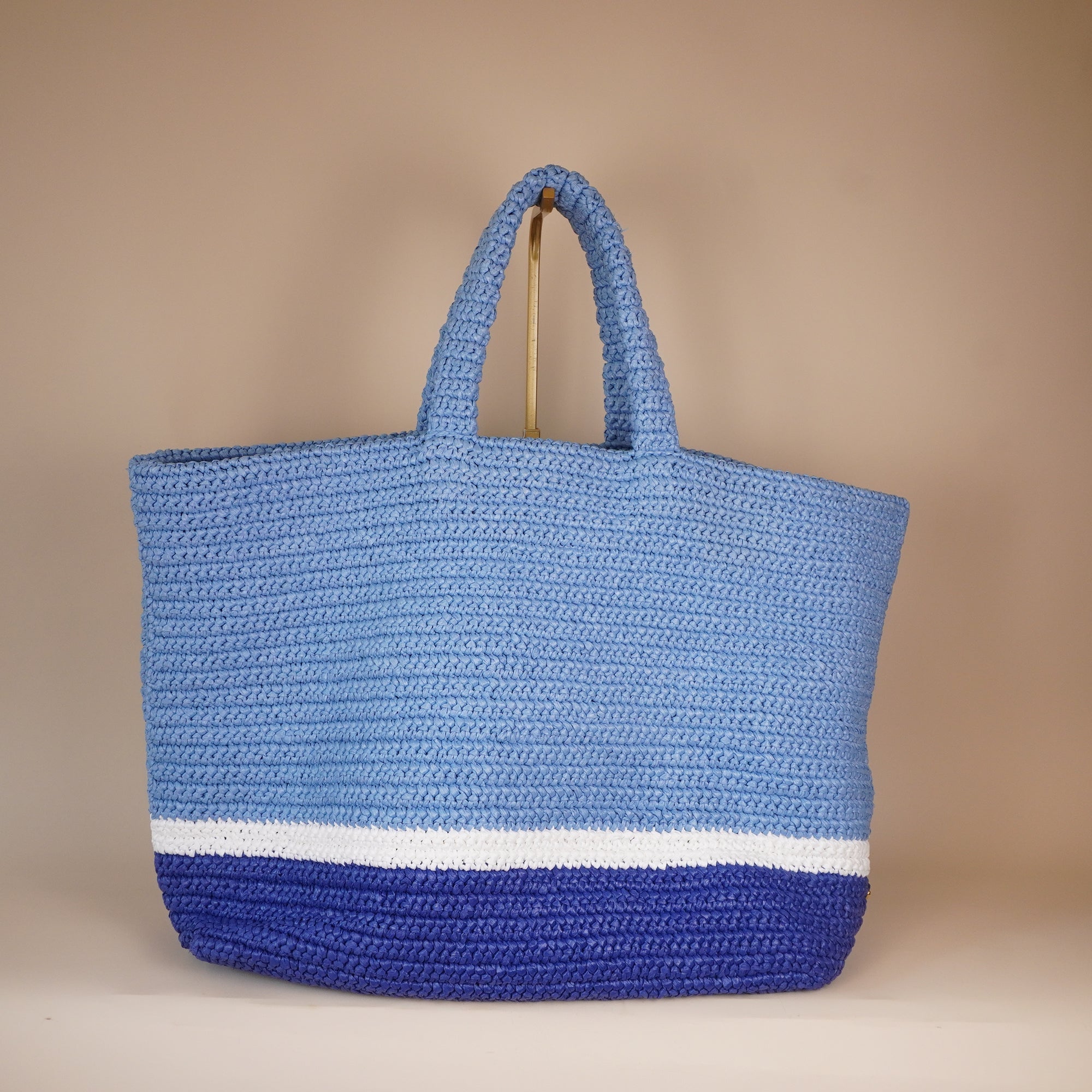 PRE-OWNED Duetone Blue Enameled Metal Triangle Tote Large
