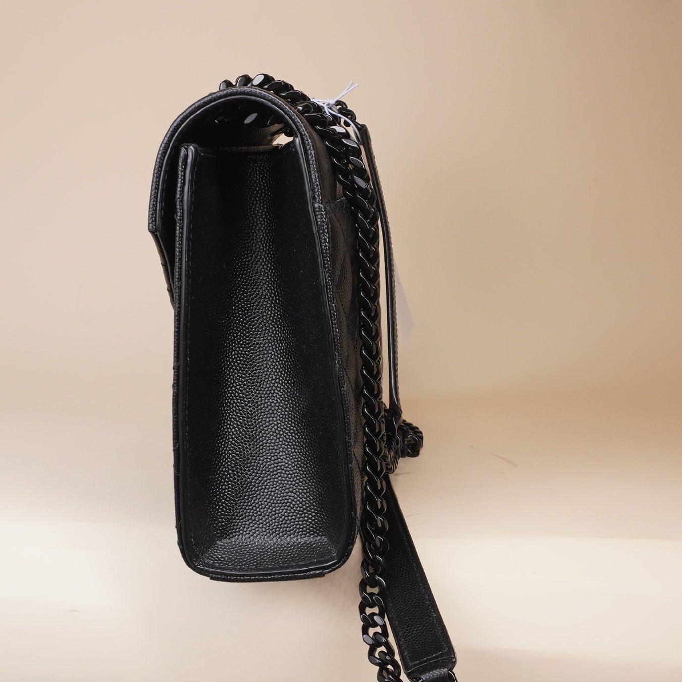 PRE-OWNED Black Grain De Poudre Textured Mixed Matelasse Triquilt Shoulder Bag