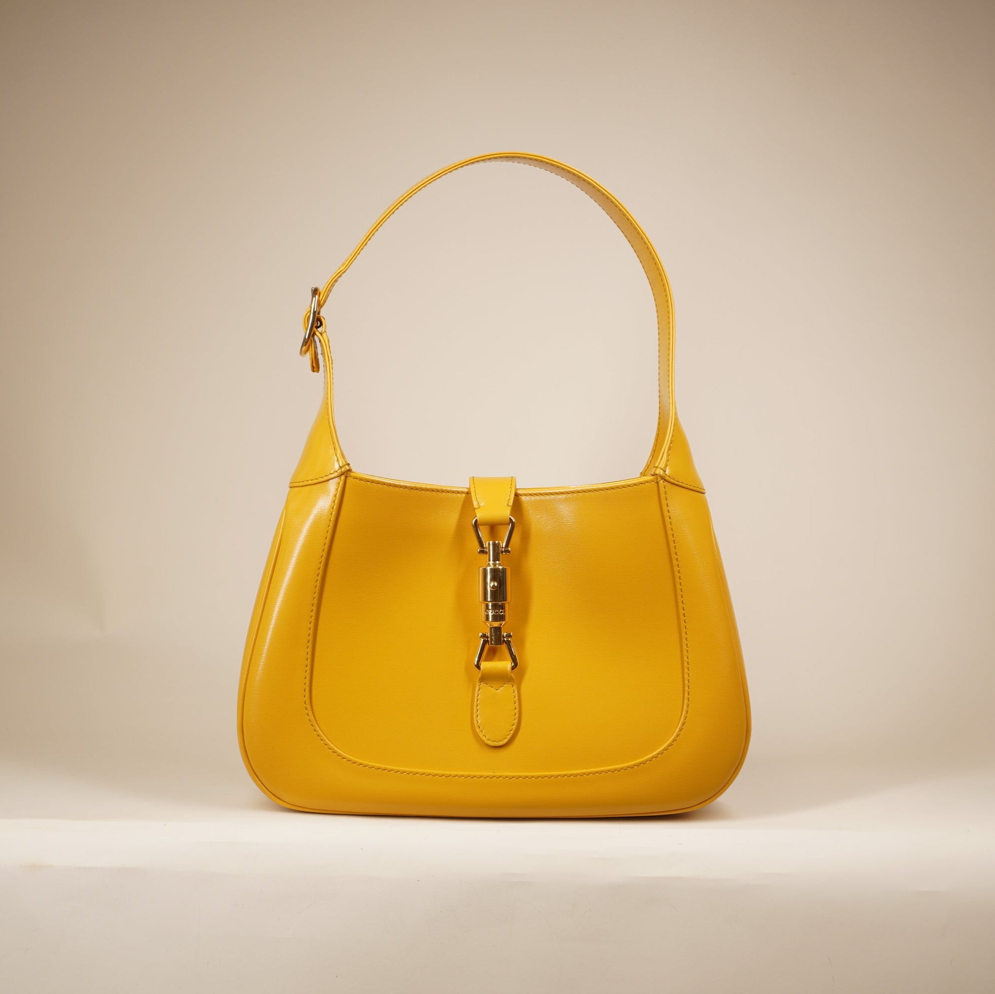 PRE-OWNED GG Yellow Boarded Dyana Lux Calfskin Mini Jackie 1961 Hobo