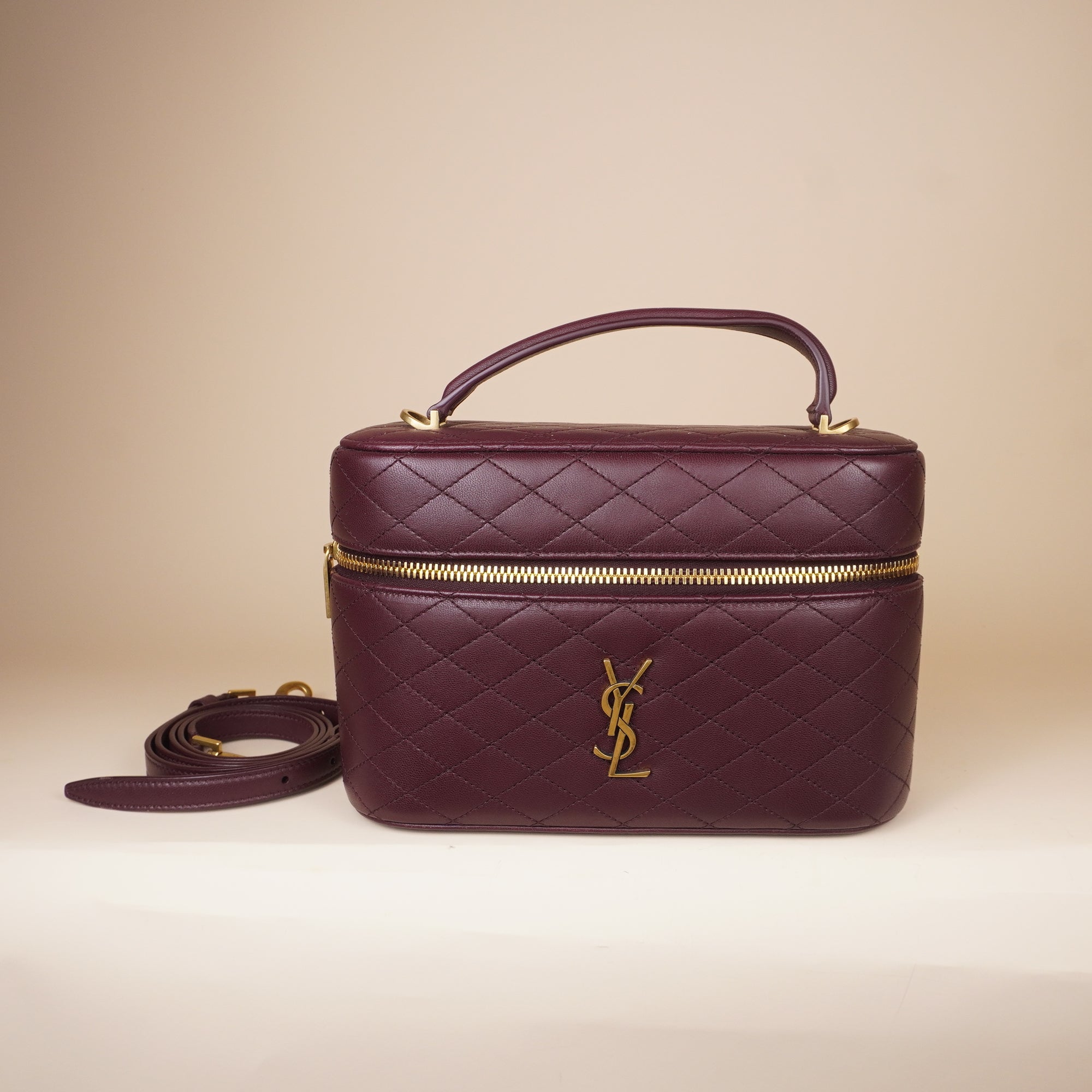 PRE-OWNED Rouge Cabernet Burgundy Gaby Vanity Case Crossbody Bag