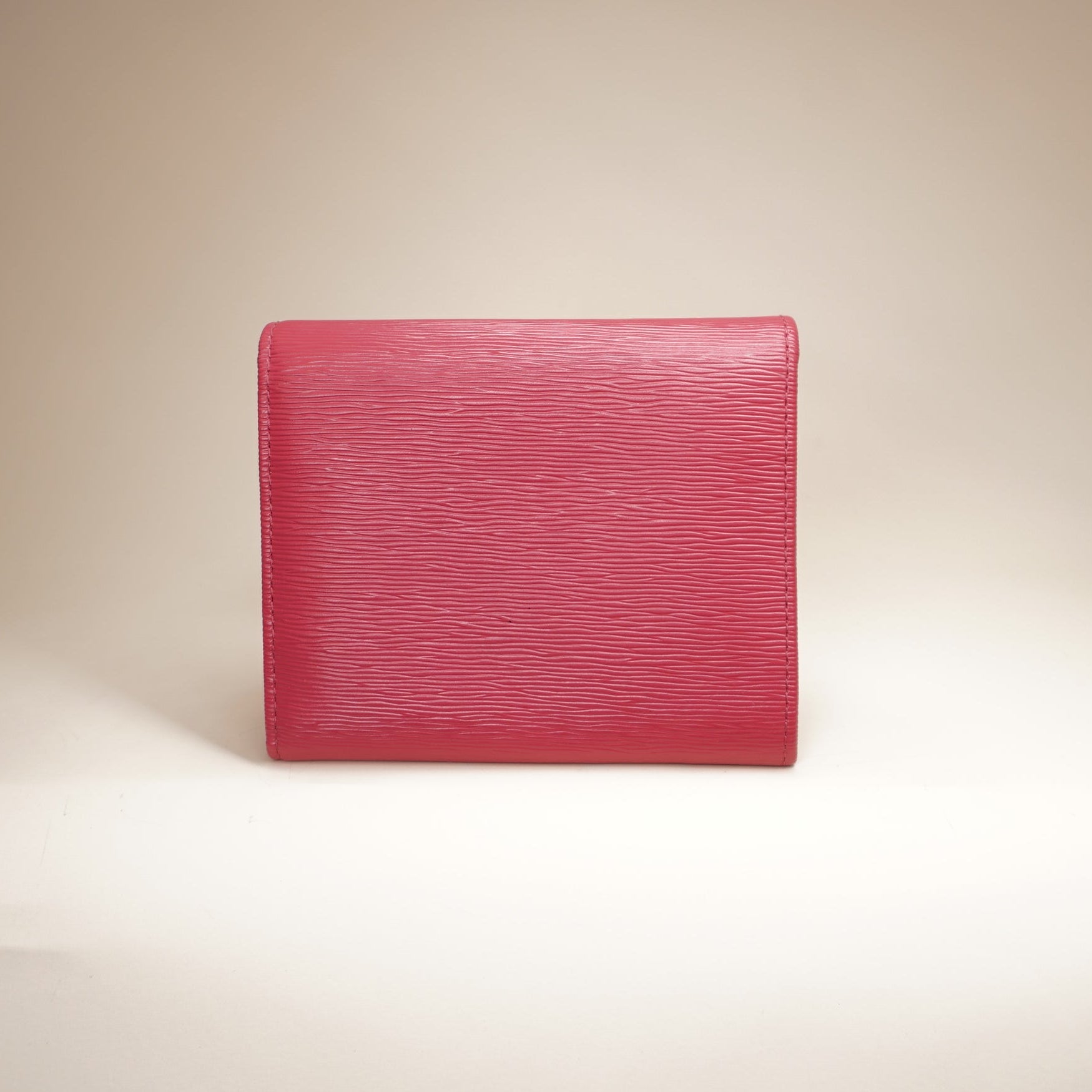 PRE-OWNED Saffiano Leather Short Wallet Pink